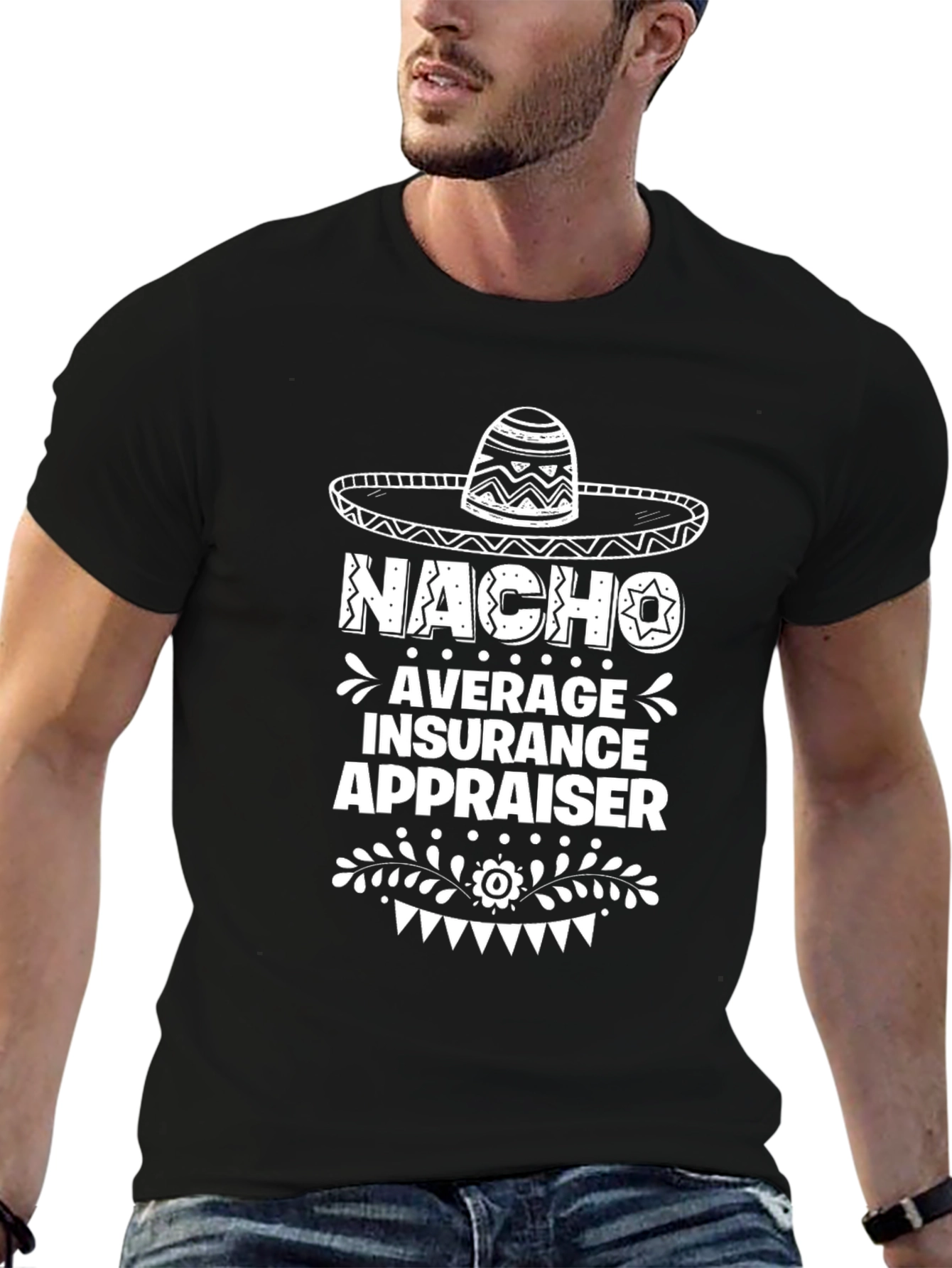 Black Nacho Average Insurance Appraiser Graphic Tee view 6