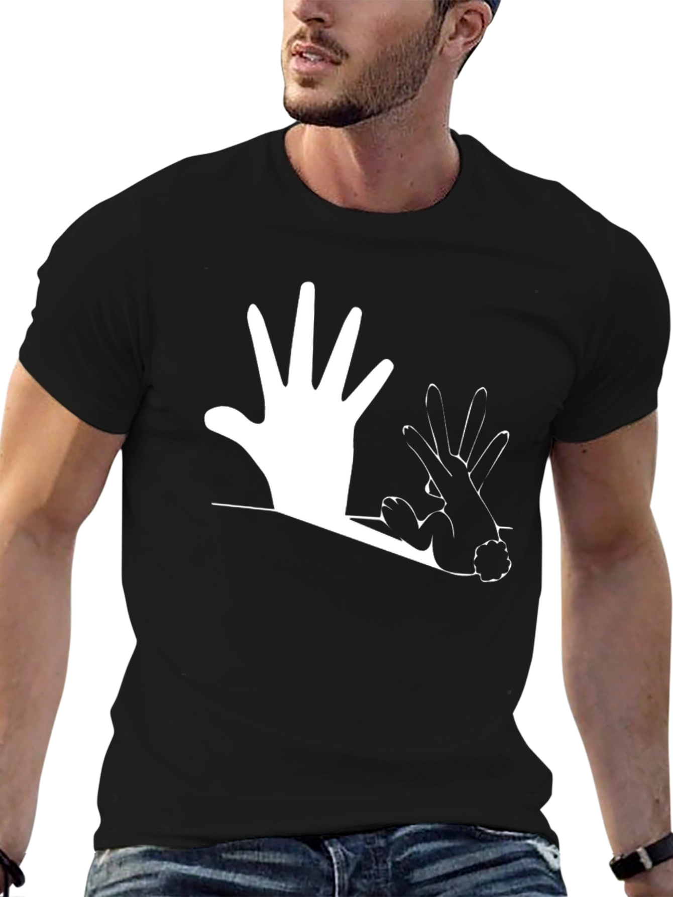 Black Hand Shadow Puppet T-Shirt view 6