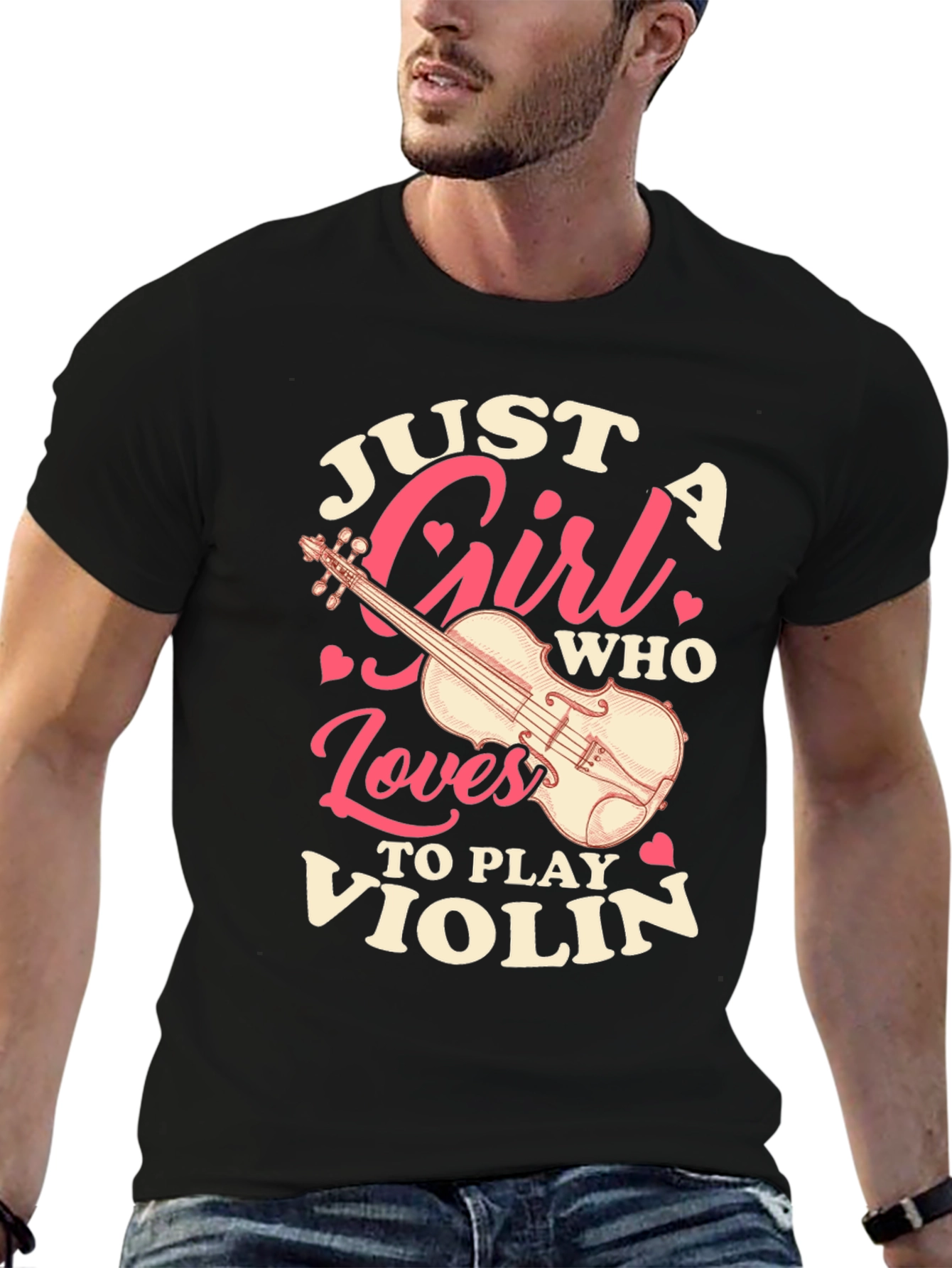 Black Just A Girl Who Loves To Play Violin T-Shirt view 6