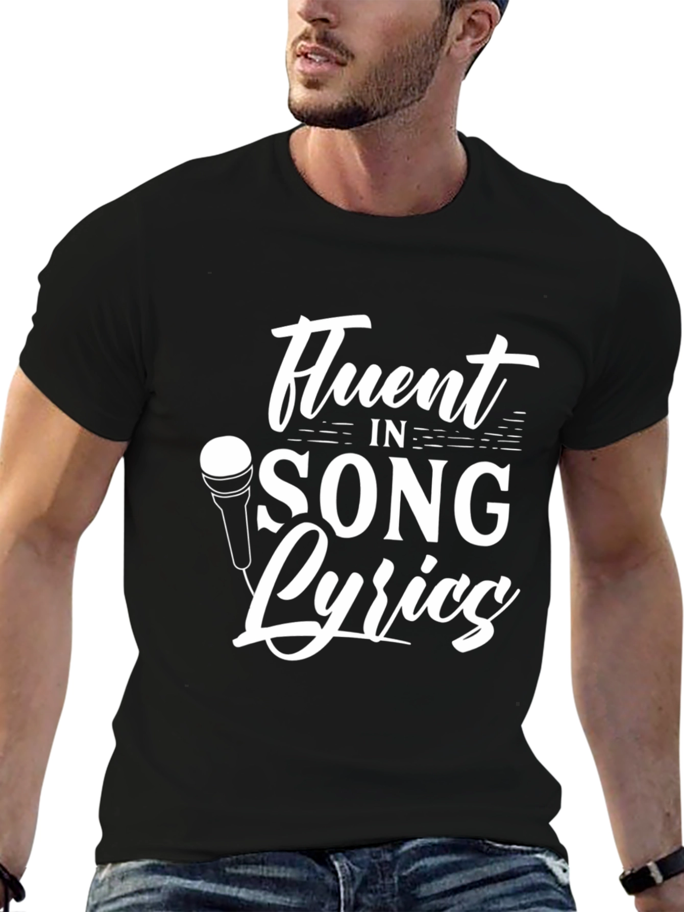 Black Fluent in Song Lyrics Graphic Tee view 6