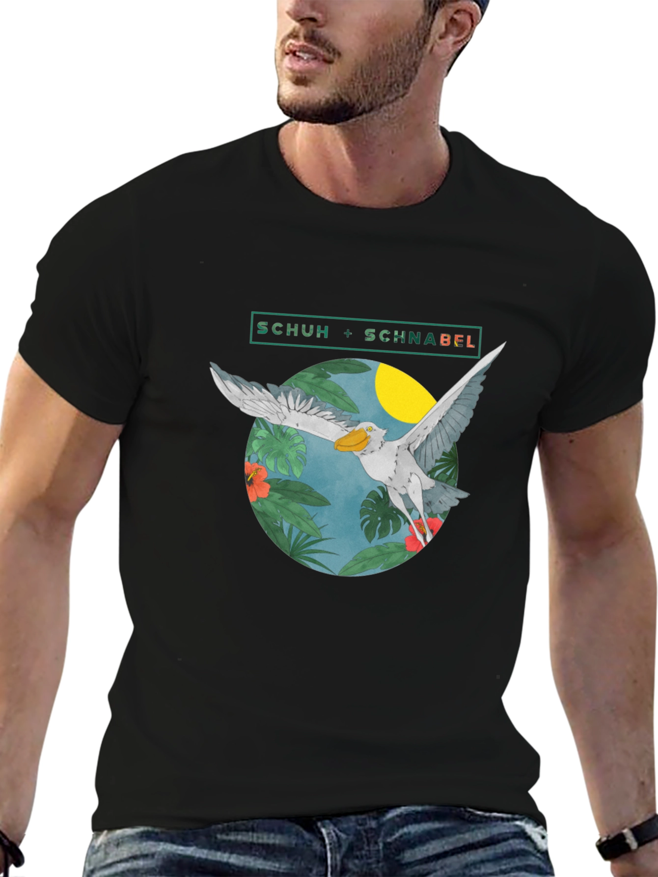 Black Shoebill Stork Graphic Tee - Tropical Bird Design view 6