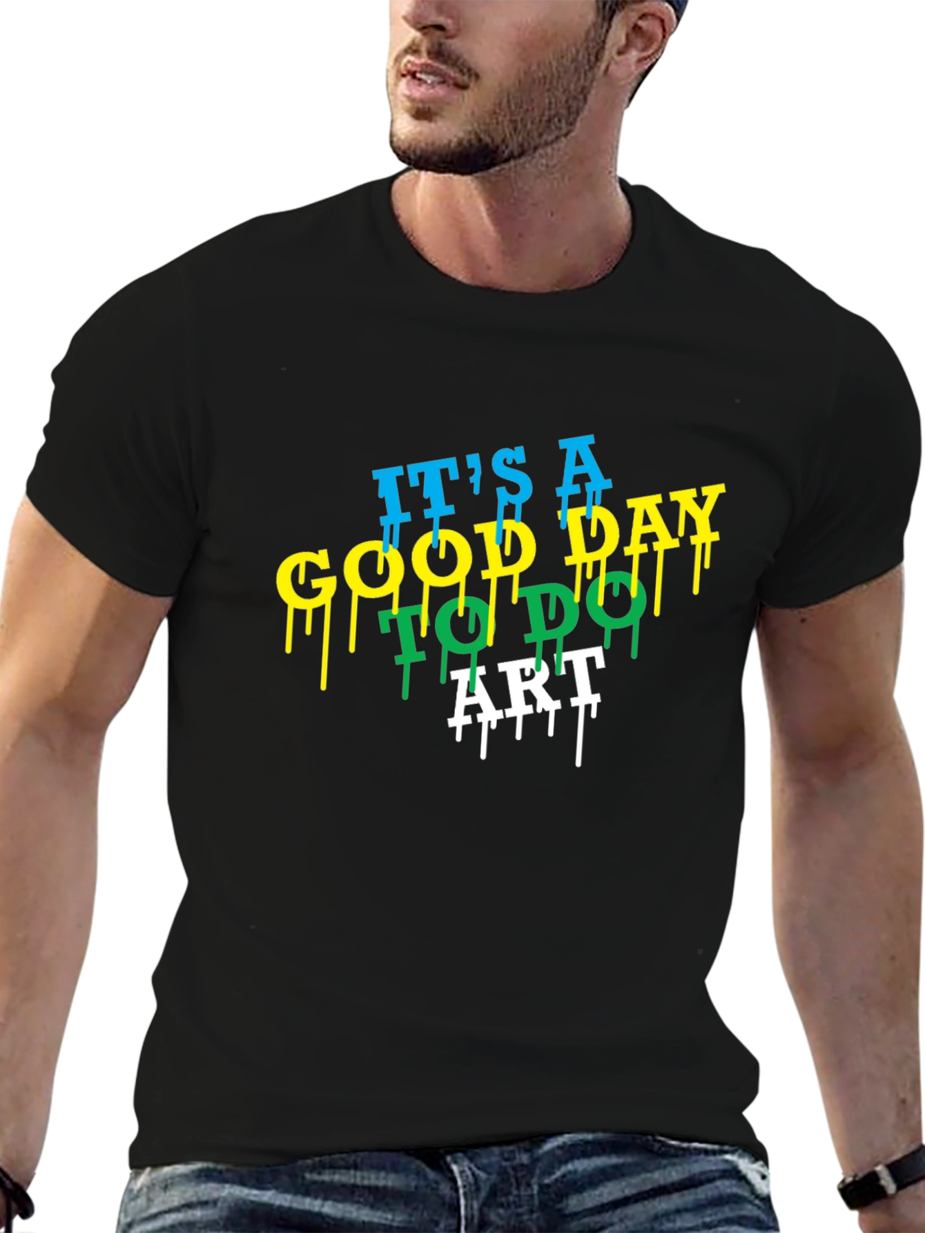 Black It's A Good Day to Do Art Men's Black T-Shirt view 6