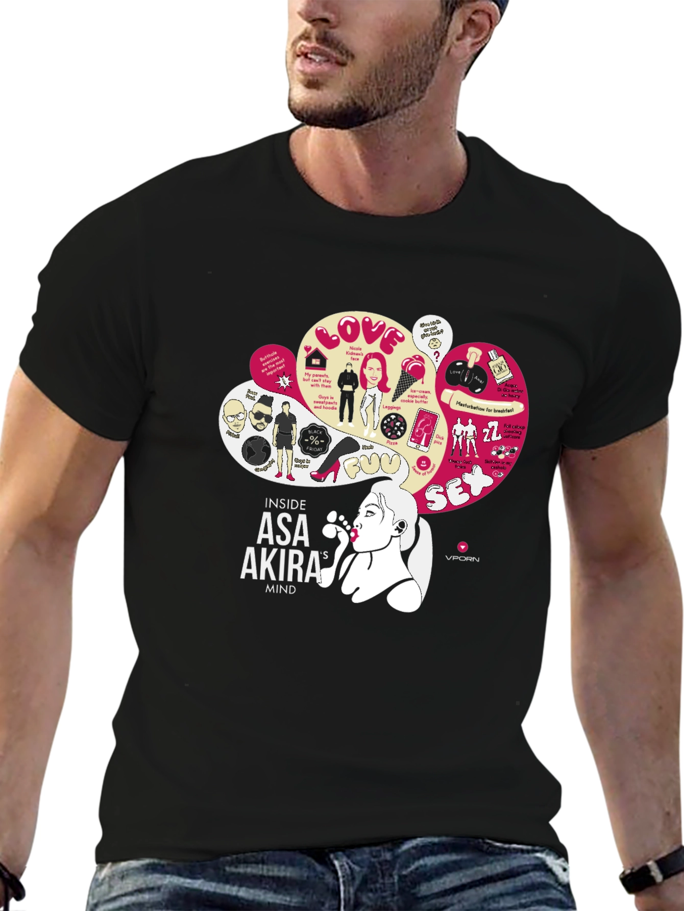 Black Asa Akira Mind T-Shirt: Funny Adult Humor Graphic Tee view 6