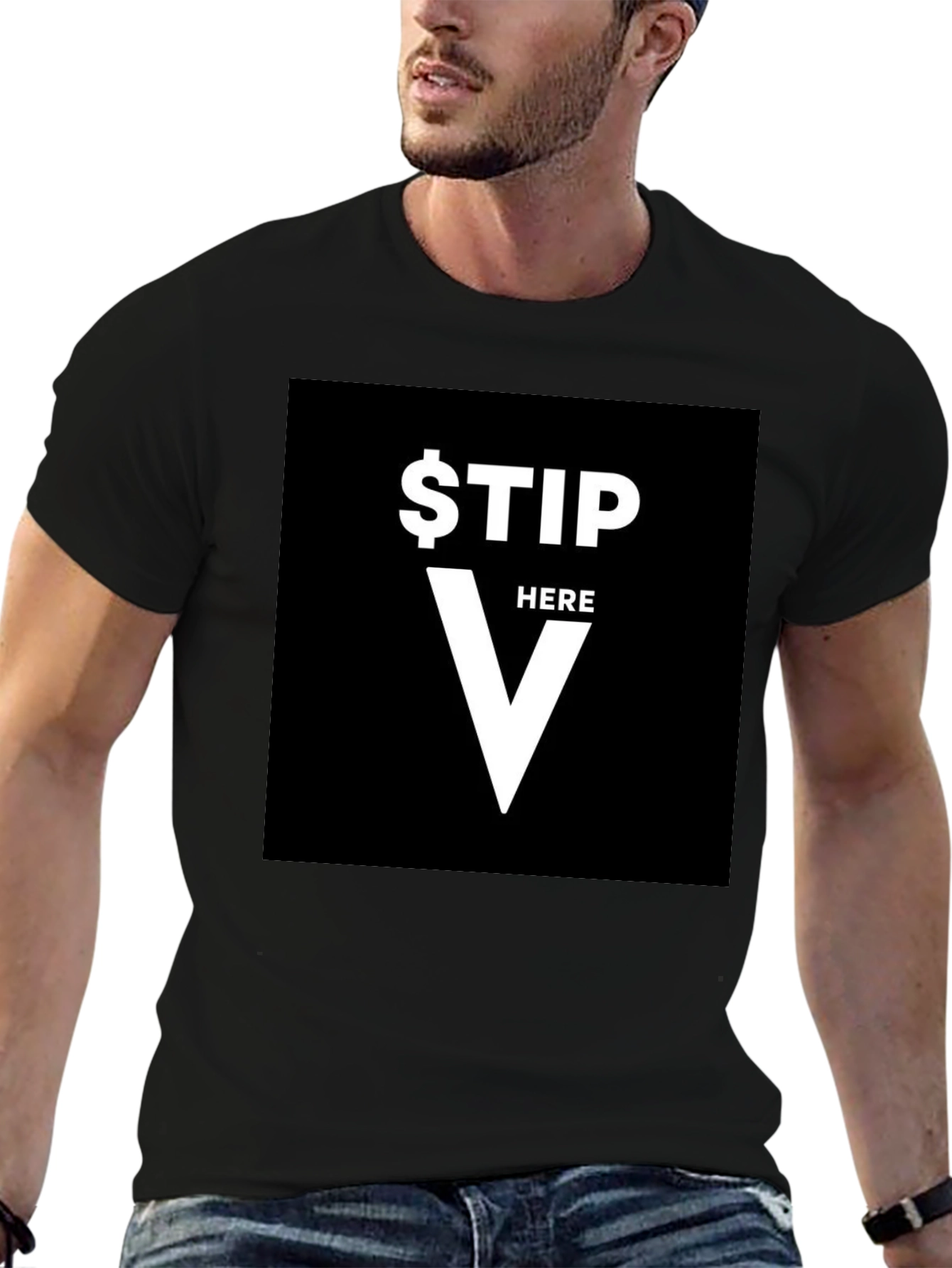 Black Tip Here T-Shirt - Funny Waiter Server Tee view 6