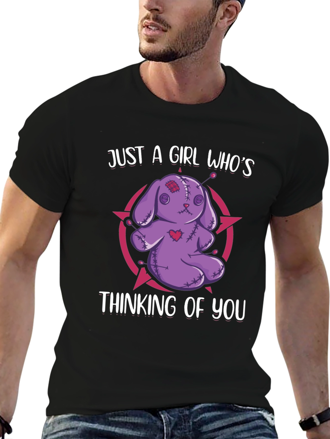 Black Just A Girl Voodoo Doll T-Shirt view 6