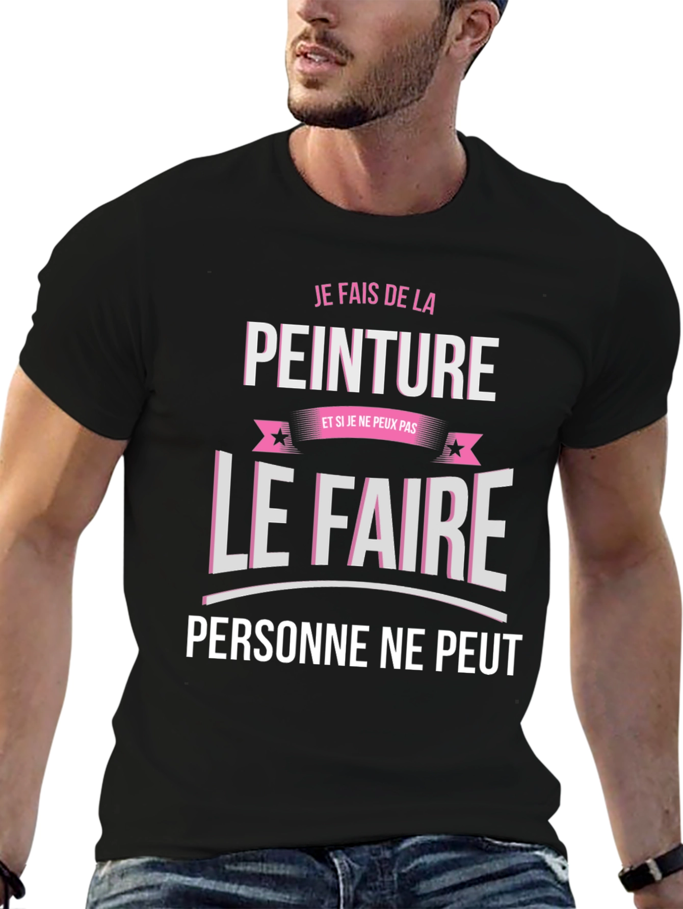Black Painter T-Shirt - Je Fais De La Peinture - Funny Art Tee view 6