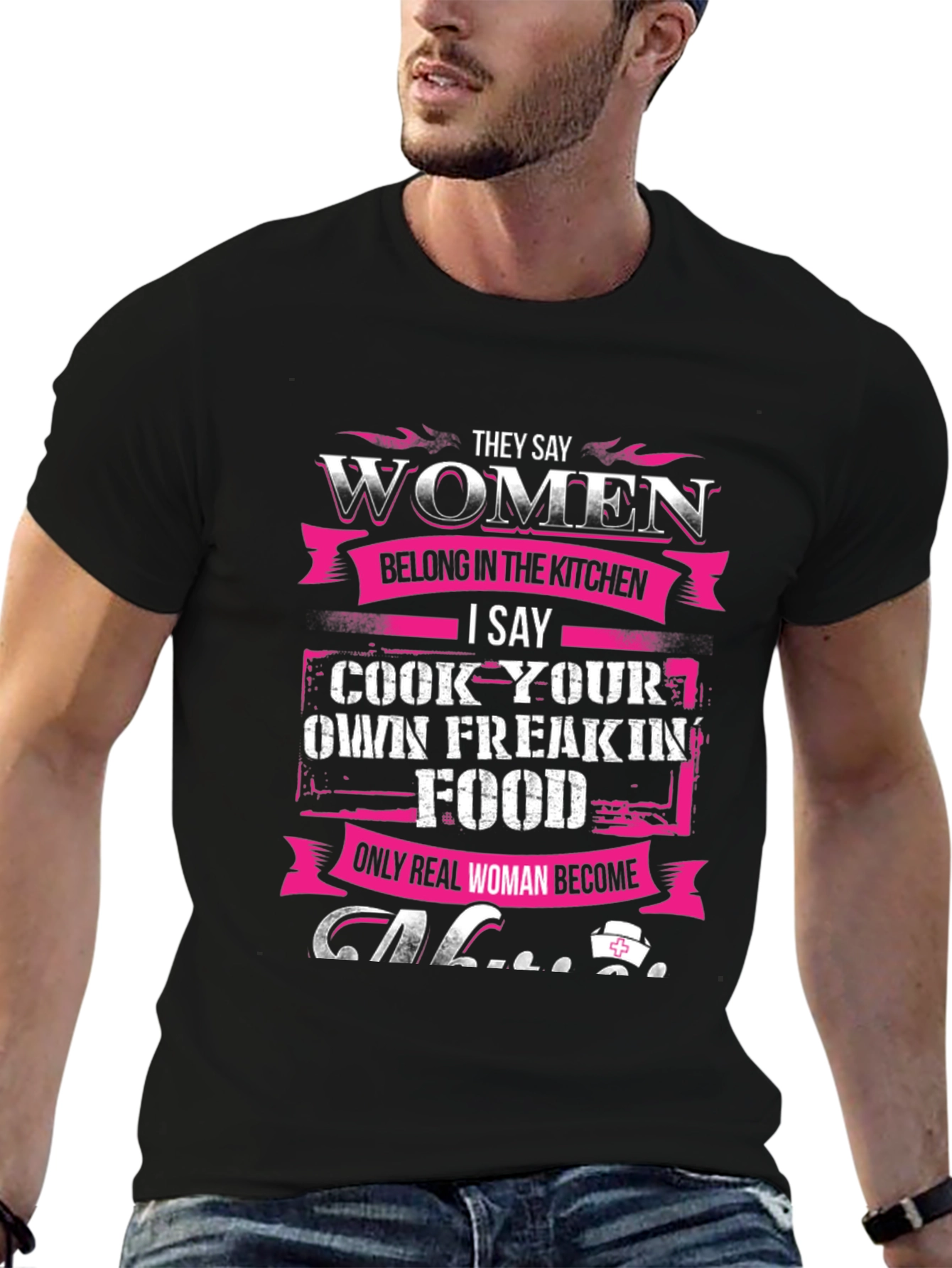 Black Women Belong in Kitchen T-Shirt - Cook Your Own Food view 6