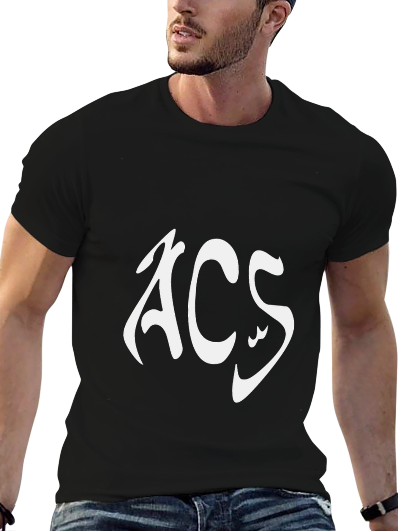 Black ACS Graphic Tee - Stylish Black Cotton Blend T-Shirt view 6