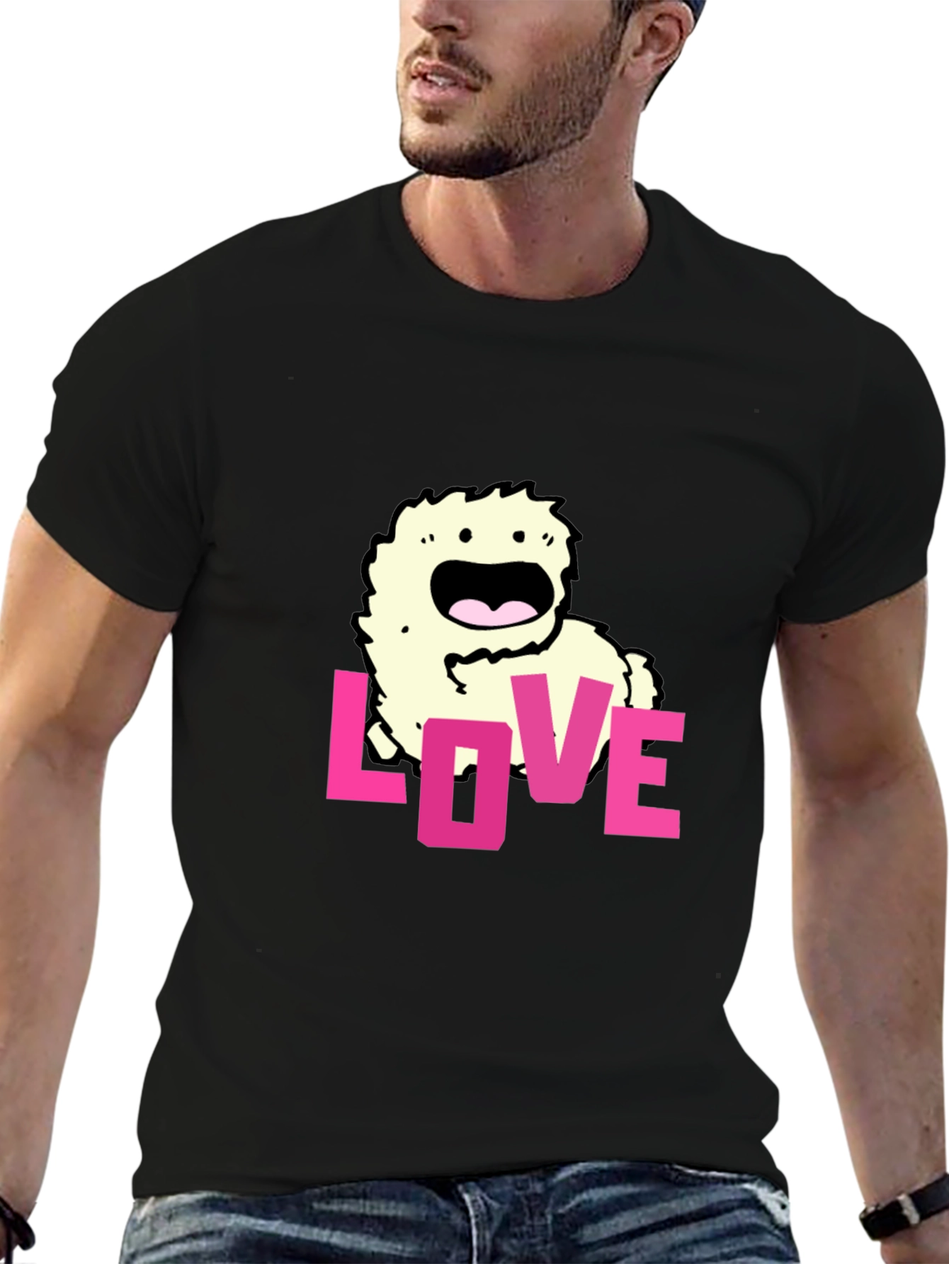 Black Love Monster Graphic Black T-Shirt view 6