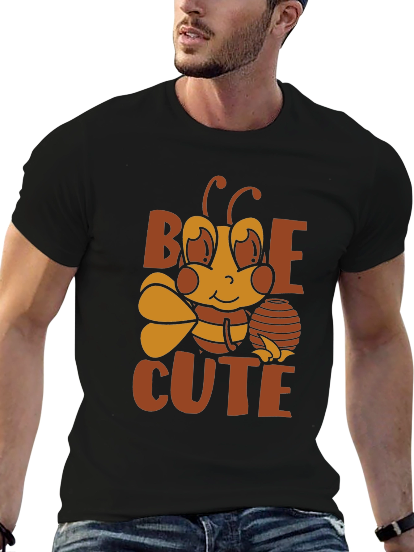 Black Bee Cute Graphic T-Shirt - Unisex Short Sleeve Tee view 6