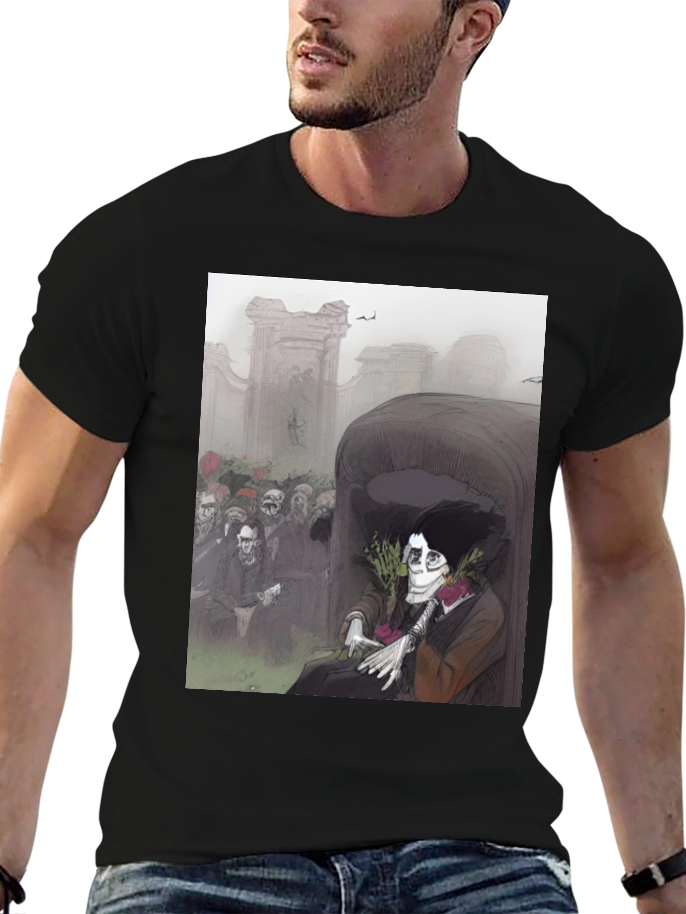 Black Gothic Skeleton T-Shirt view 6