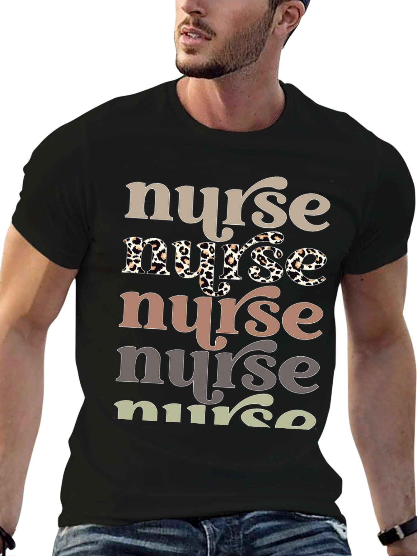 Black Stylish Nurse Graphic Tee - Comfortable Fit view 6