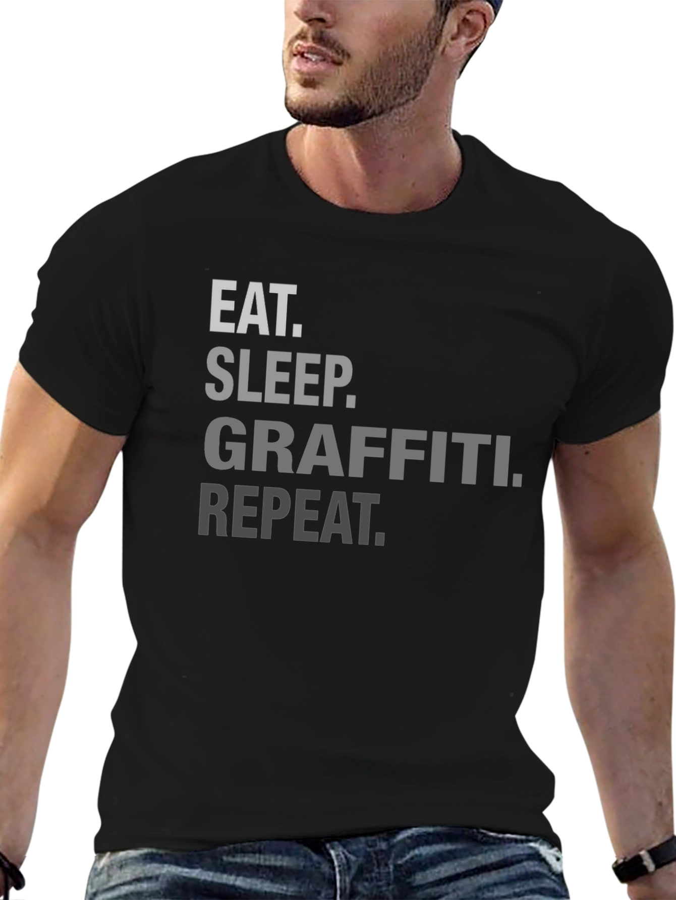 Black Eat Sleep Graffiti Repeat Black T-Shirt view 6
