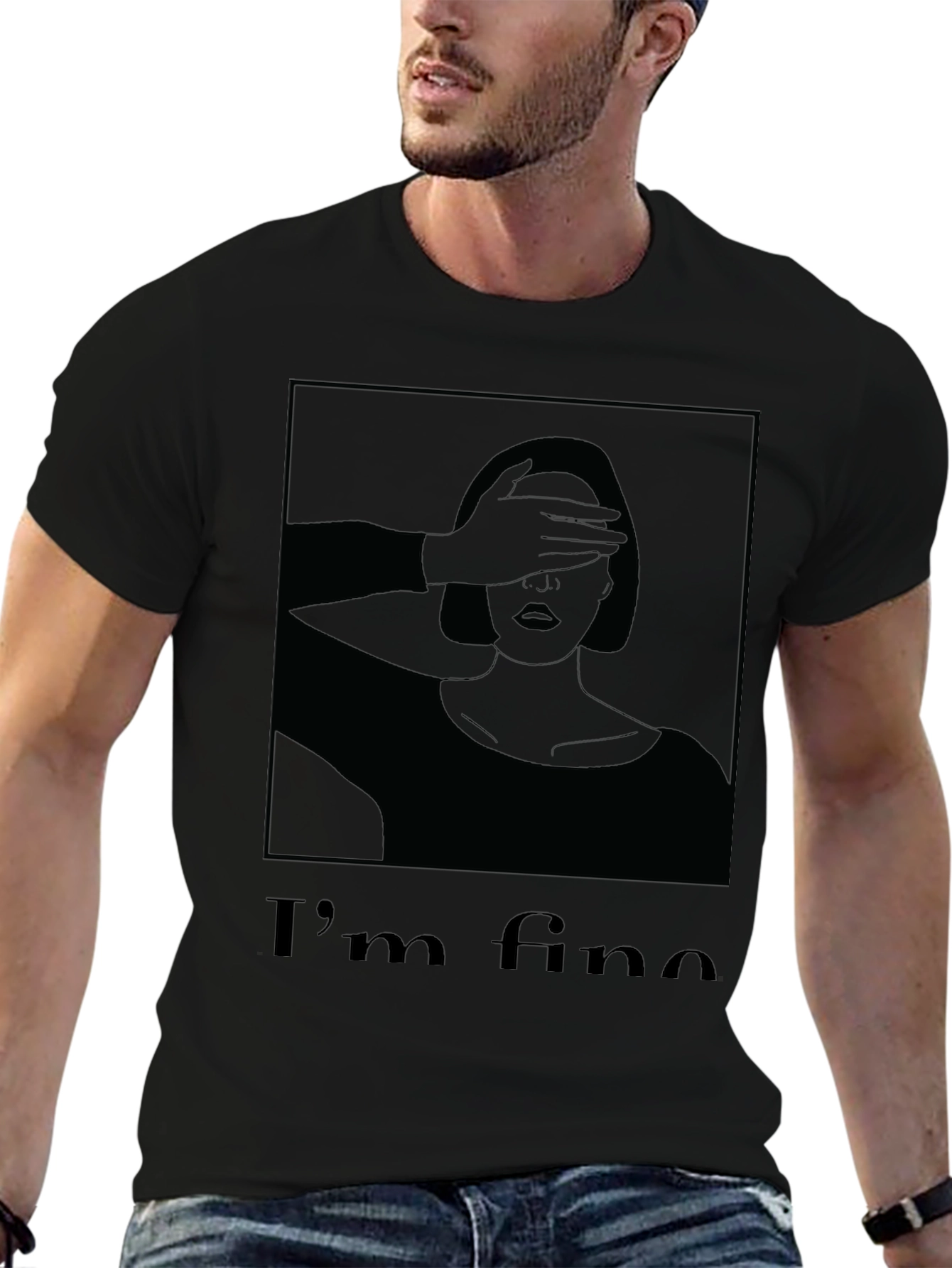 Black I'm Fine Graphic T-Shirt - Black view 6