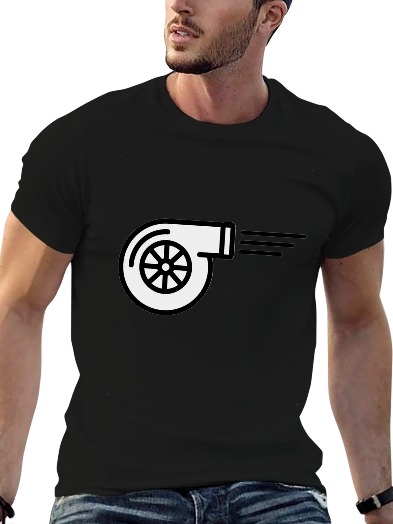 Black Turbocharger T-Shirt - Black Cotton Blend view 6