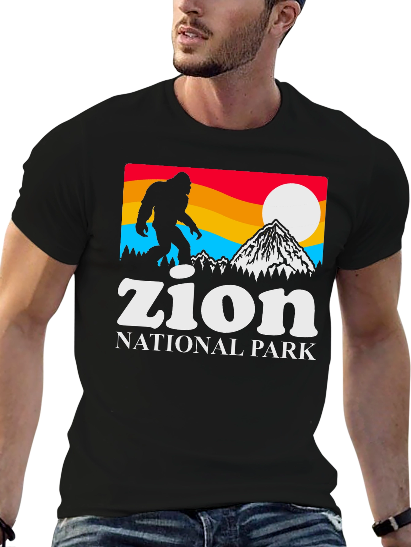 Black Zion National Park Bigfoot Graphic Tee - Black view 6