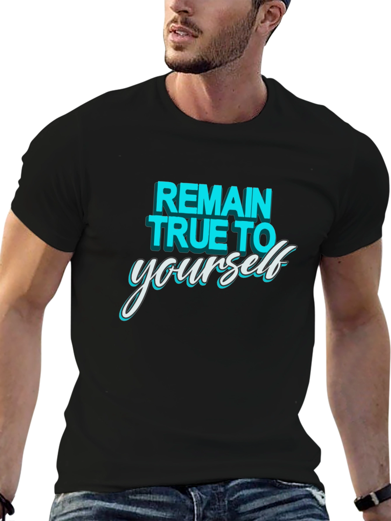 Black Remain True To Yourself Graphic T-Shirt - Black view 6