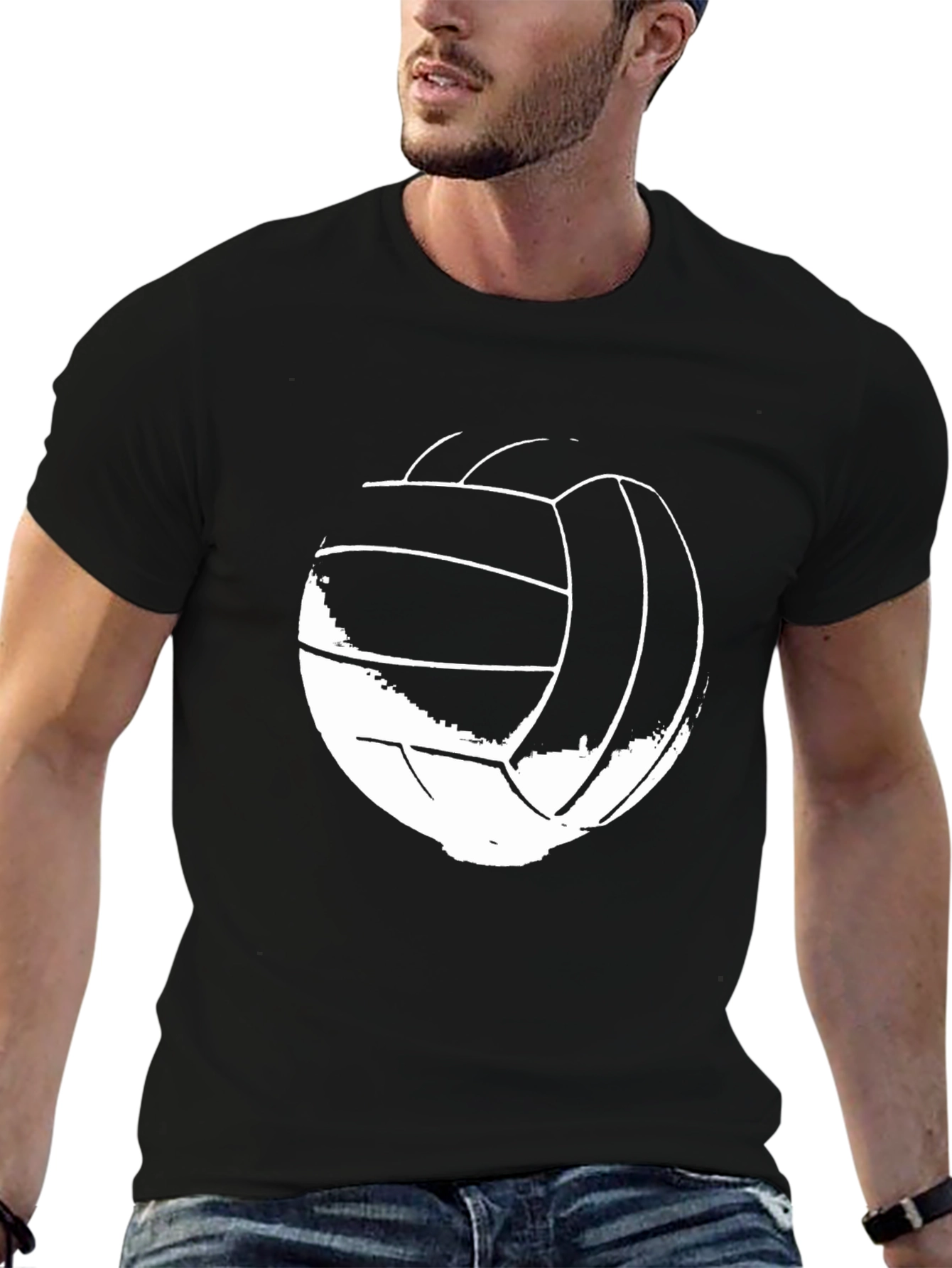 Black Volleyball Graphic Tee - Black Crew Neck view 6