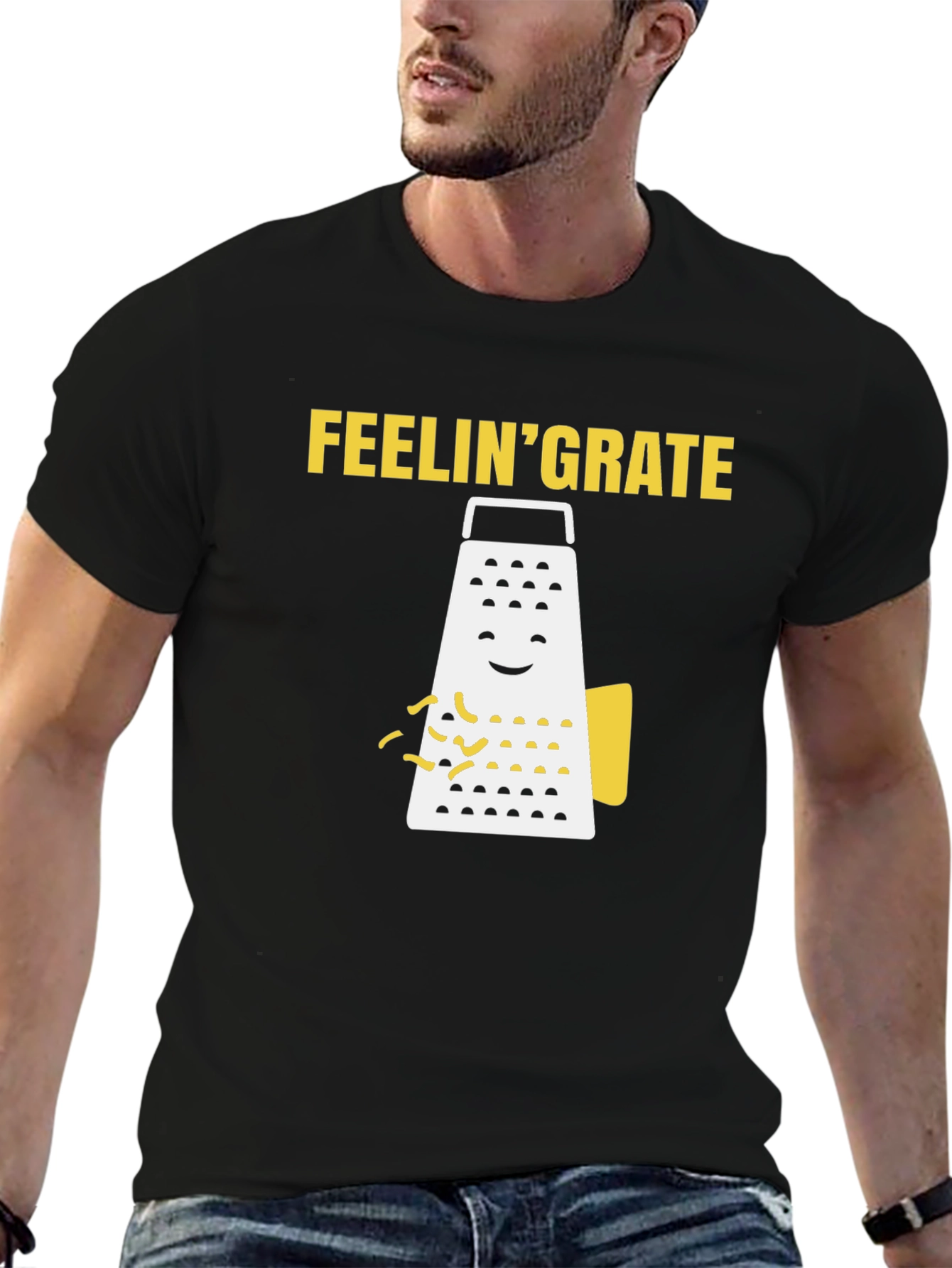 Black Feelin' Grate Pun T-Shirt - Black, Funny, Comfortable Tee view 6