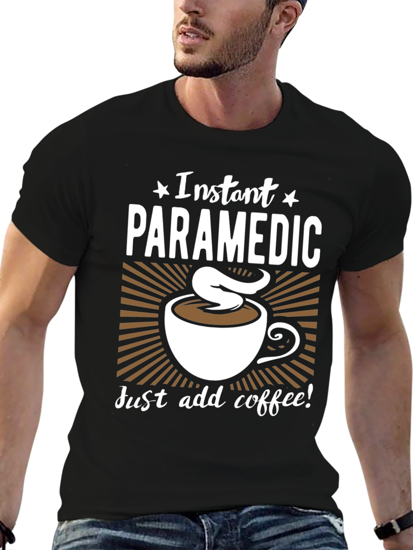 Black Instant Paramedic Coffee Graphic T-Shirt view 6