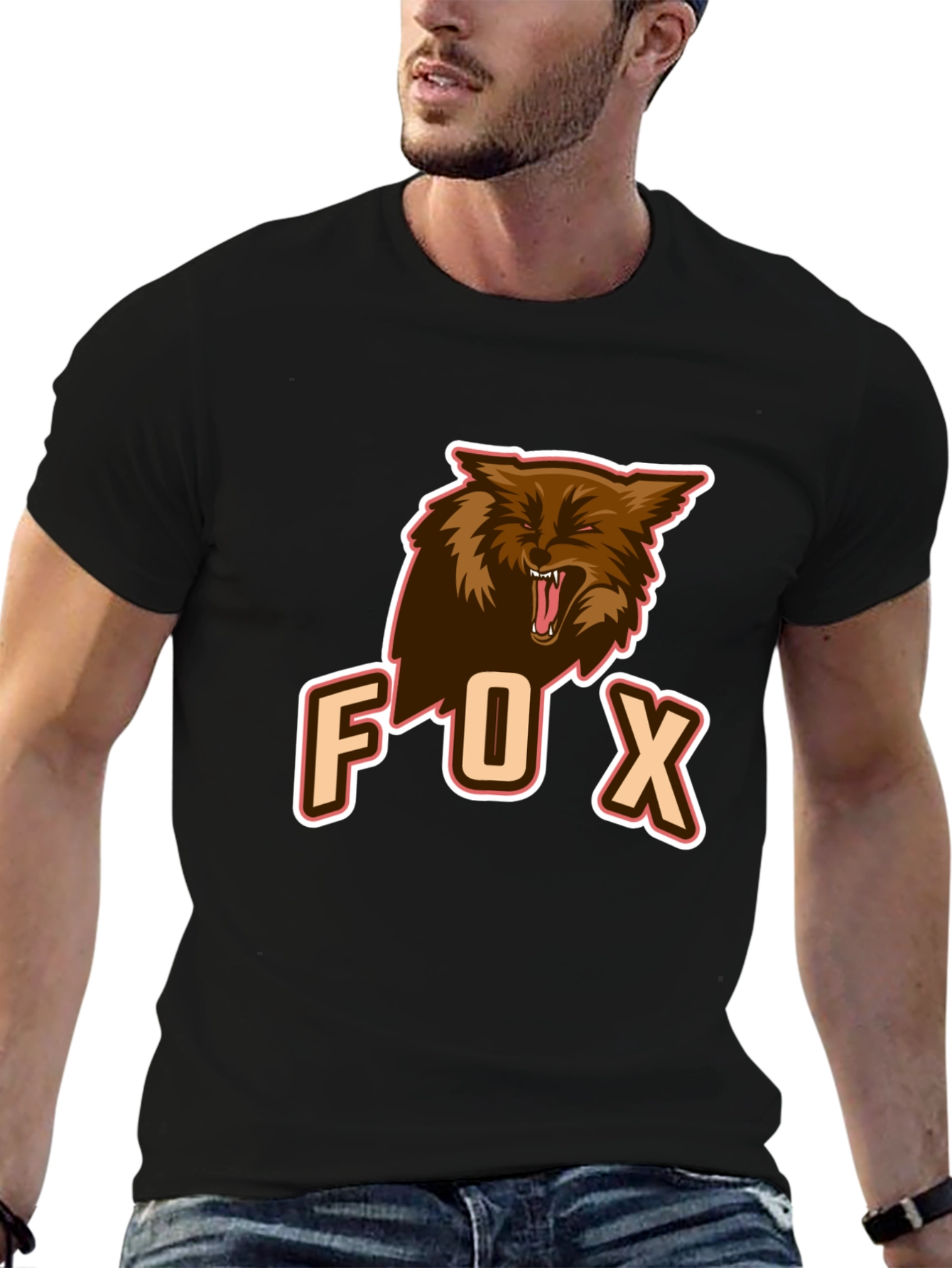 Black Men's Black Fox Graphic Tee view 6