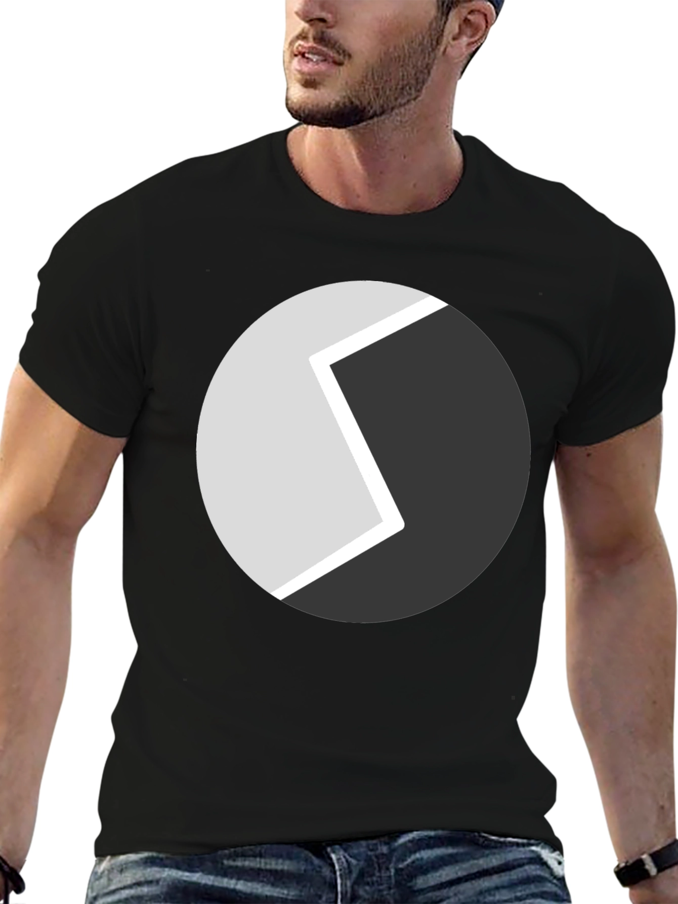 Abstract Circle Graphic Tee - Modern Black T-Shirt - 6
