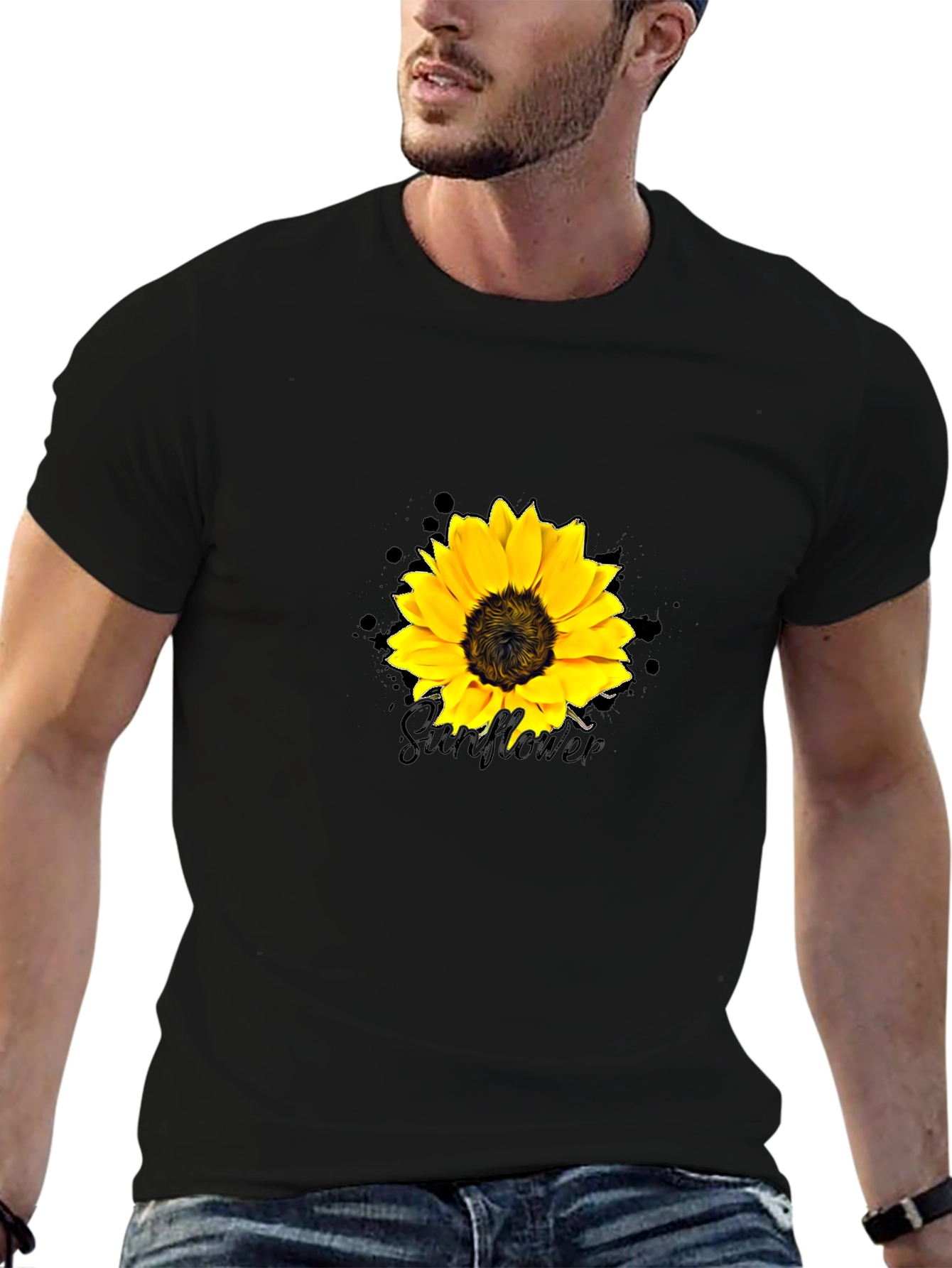 Black Sunflower Graphic Tee - Trendy Casual Wear view 6