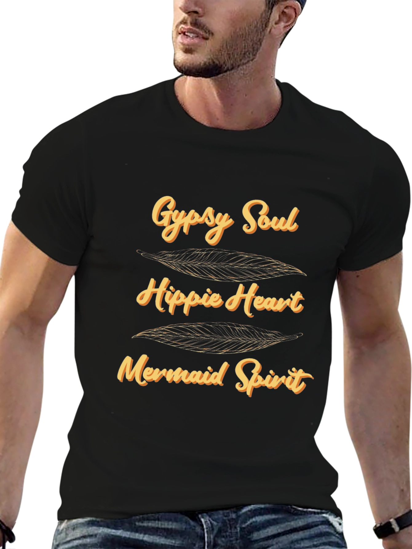 Black Gypsy Soul Hippie Heart Mermaid Spirit Graphic T-Shirt view 6