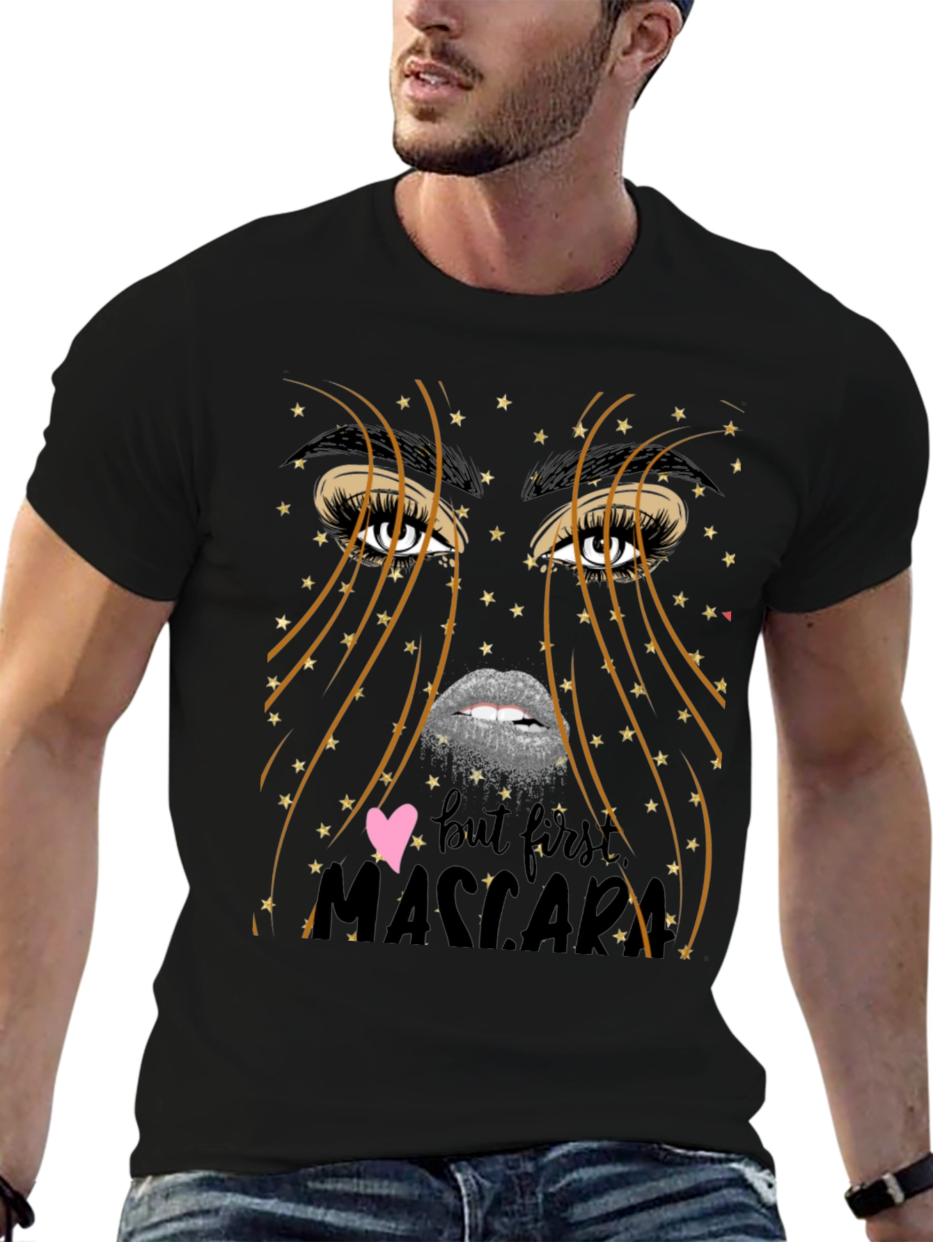 Black But First Mascara Graphic Tee - Unisex Black T-Shirt view 6
