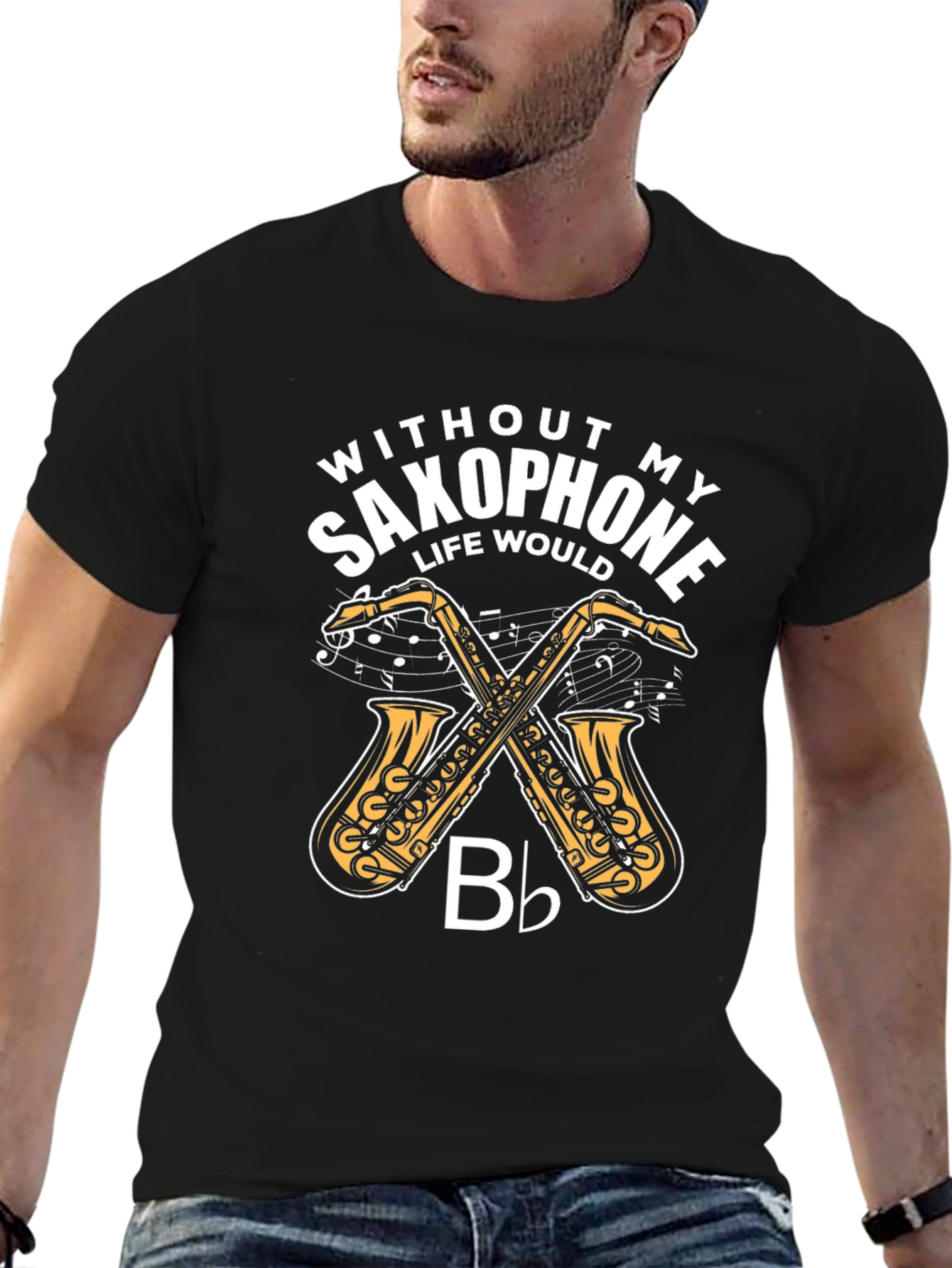 Black Saxophone Lover's T-Shirt - Music Gift view 6