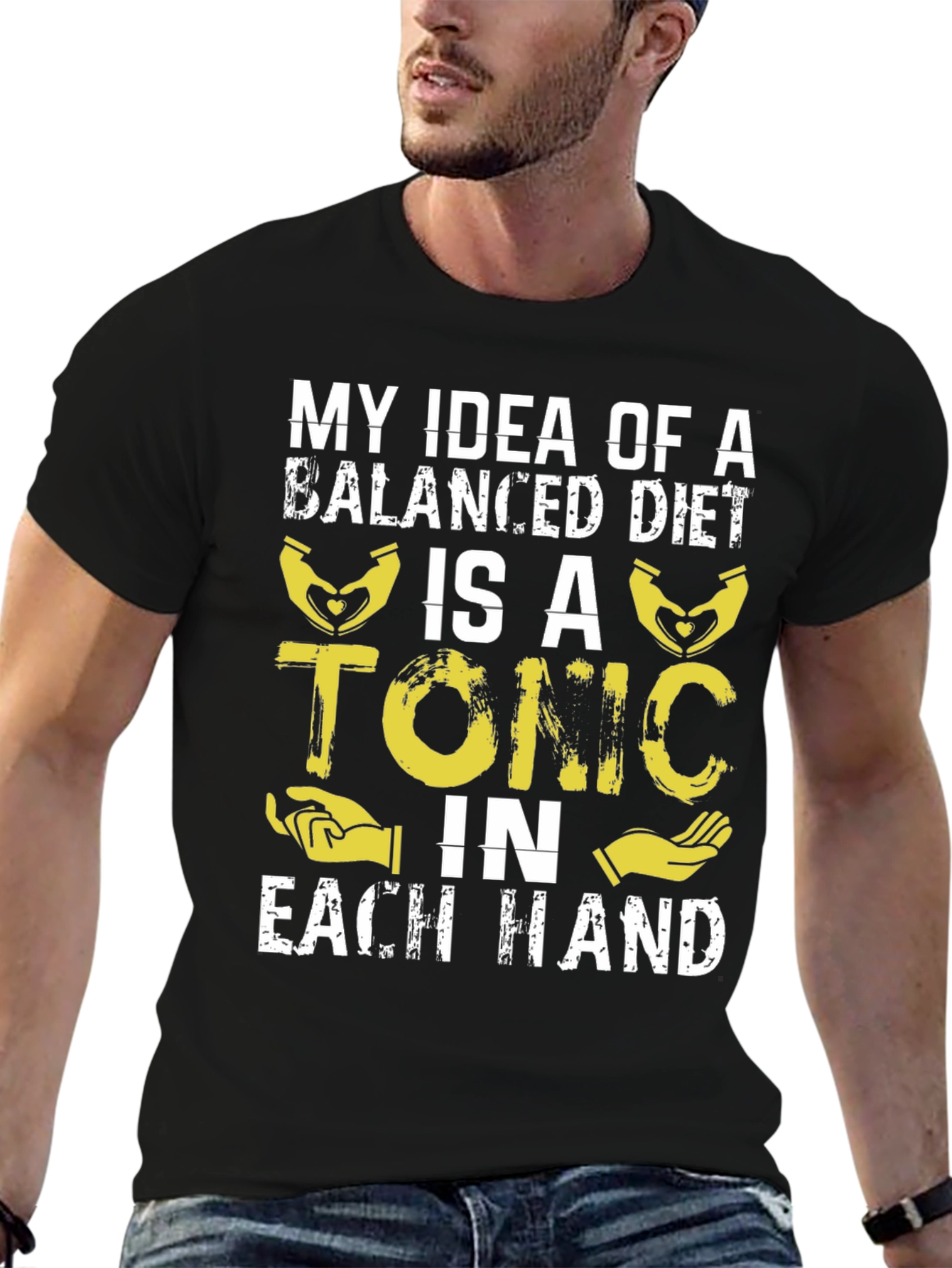 Black Balanced Diet Tonic T-Shirt - Funny Graphic Tee view 6