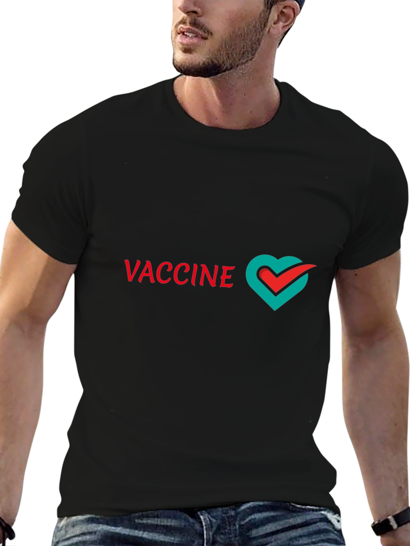 Black Vaccine Love T-Shirt - Stylish & Supportive view 6