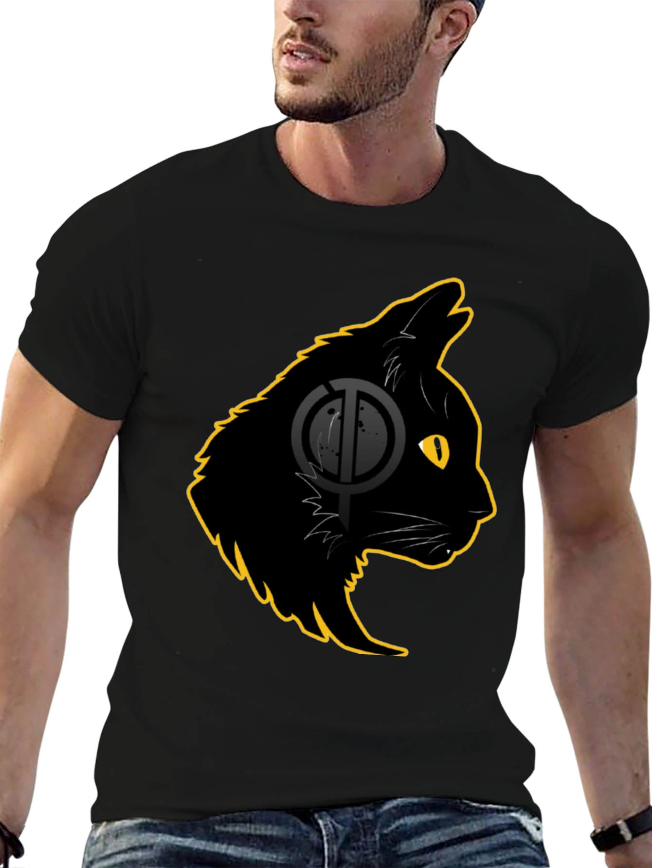 Black Black Cat Graphic T-Shirt - Stylish Cat Lover Tee view 6