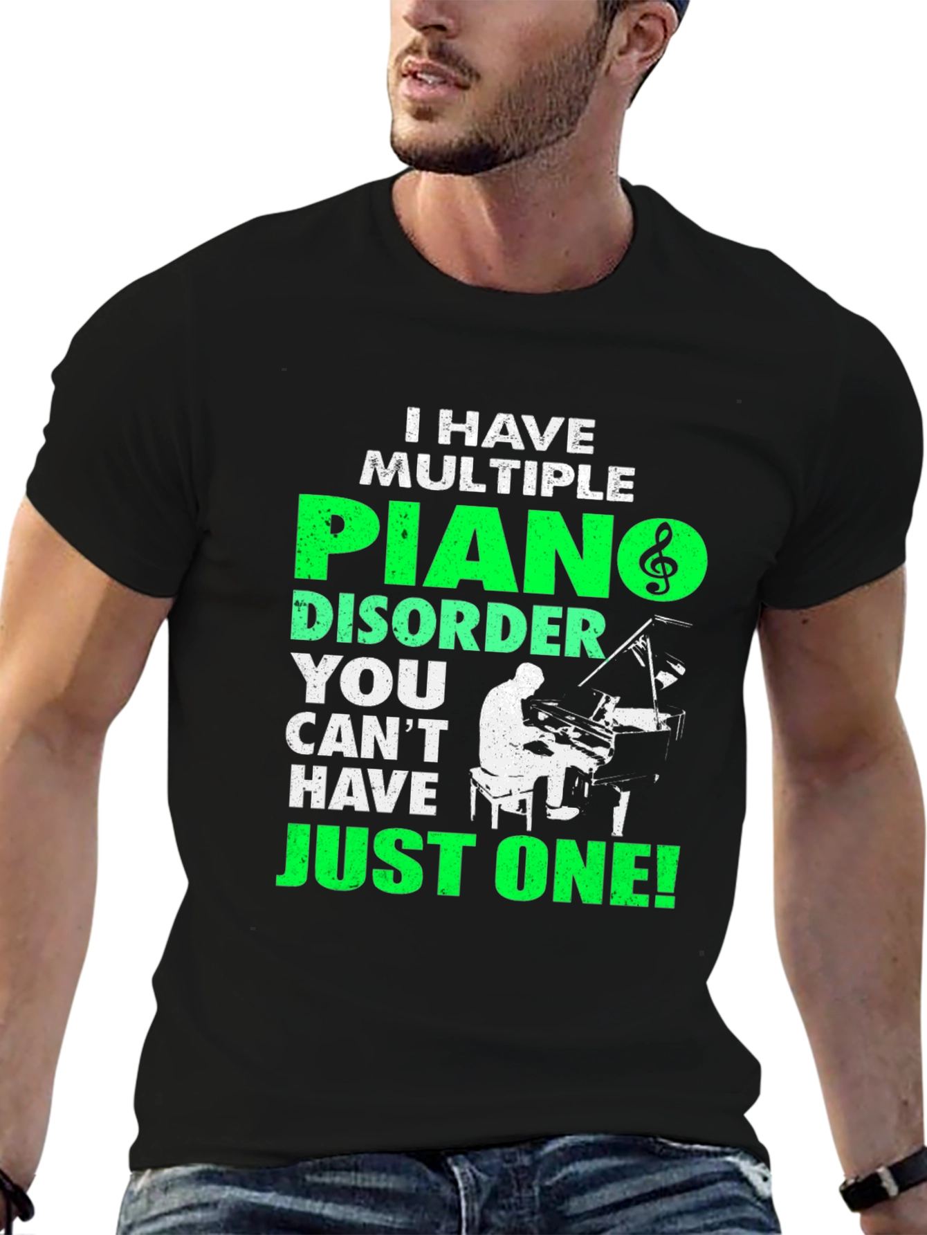 Black Piano Disorder T-Shirt - Musical Humor Tee view 6