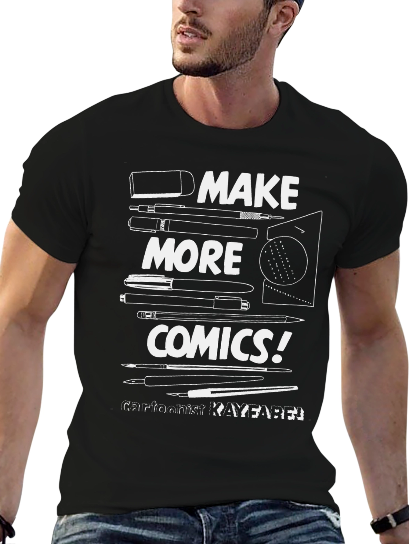 Black Make More Comics Black T-Shirt Graphic Tee view 6