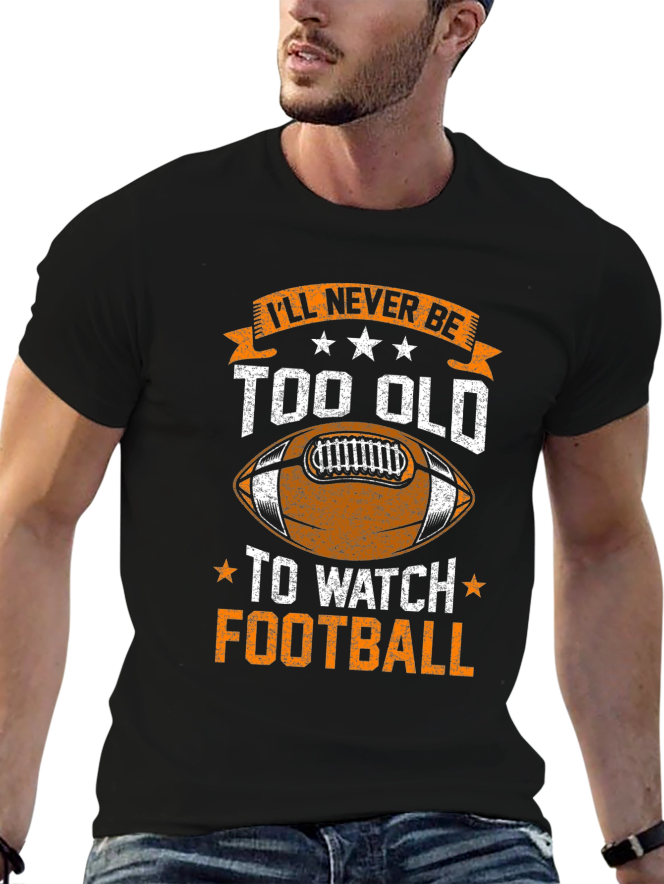 Black Football Fan T-Shirt - Never Too Old view 6