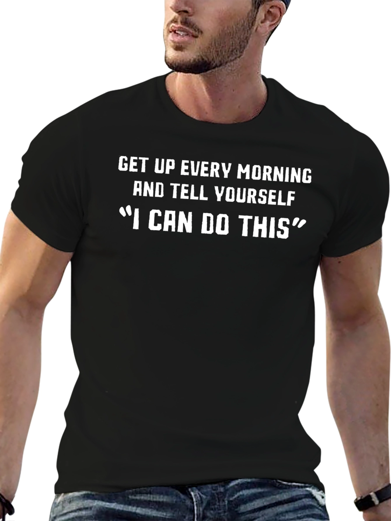 Black Motivational T-Shirt - "I Can Do This" - Black view 6