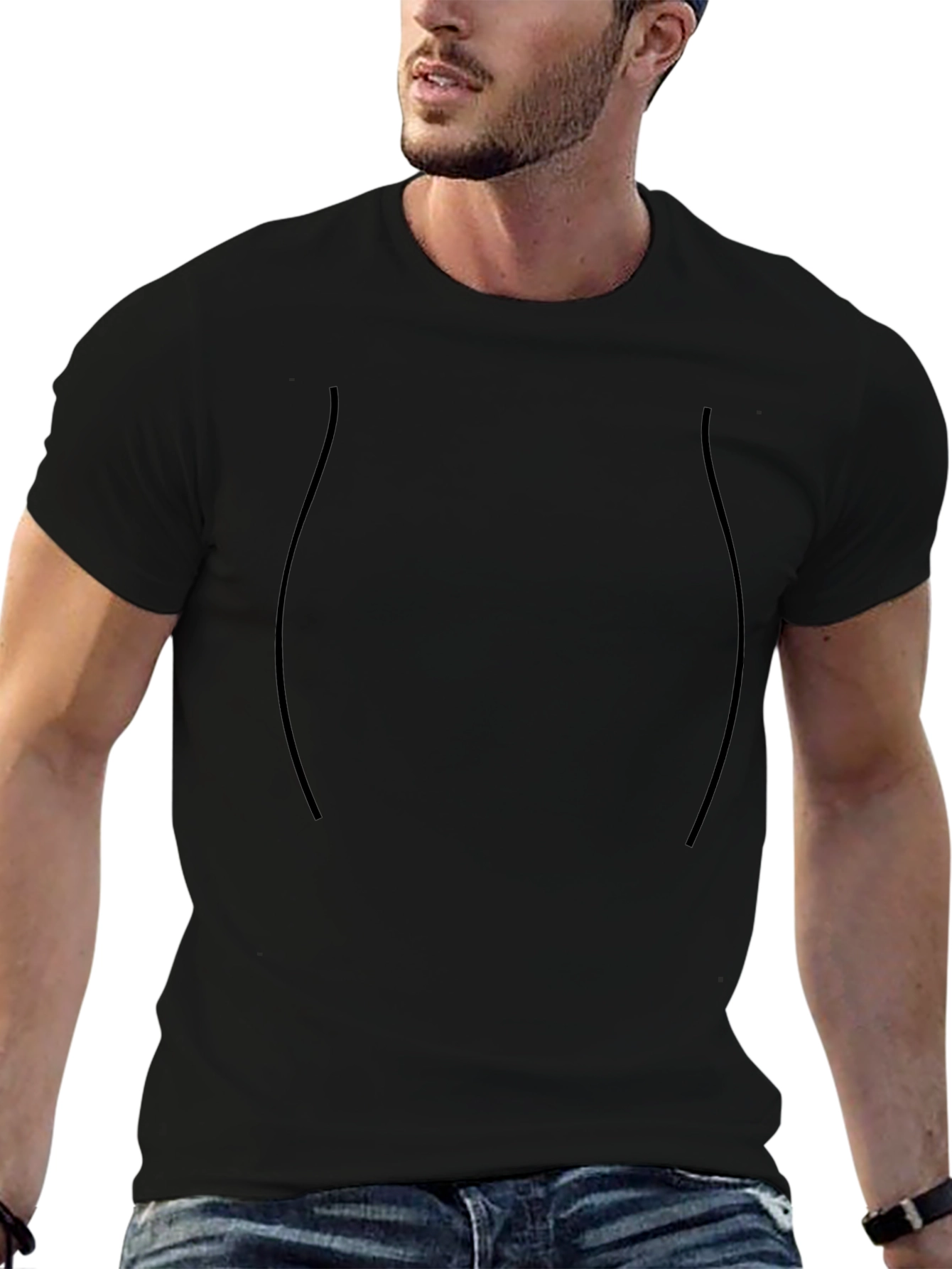 Black Classic Black Cotton Crew Neck T-Shirt view 6