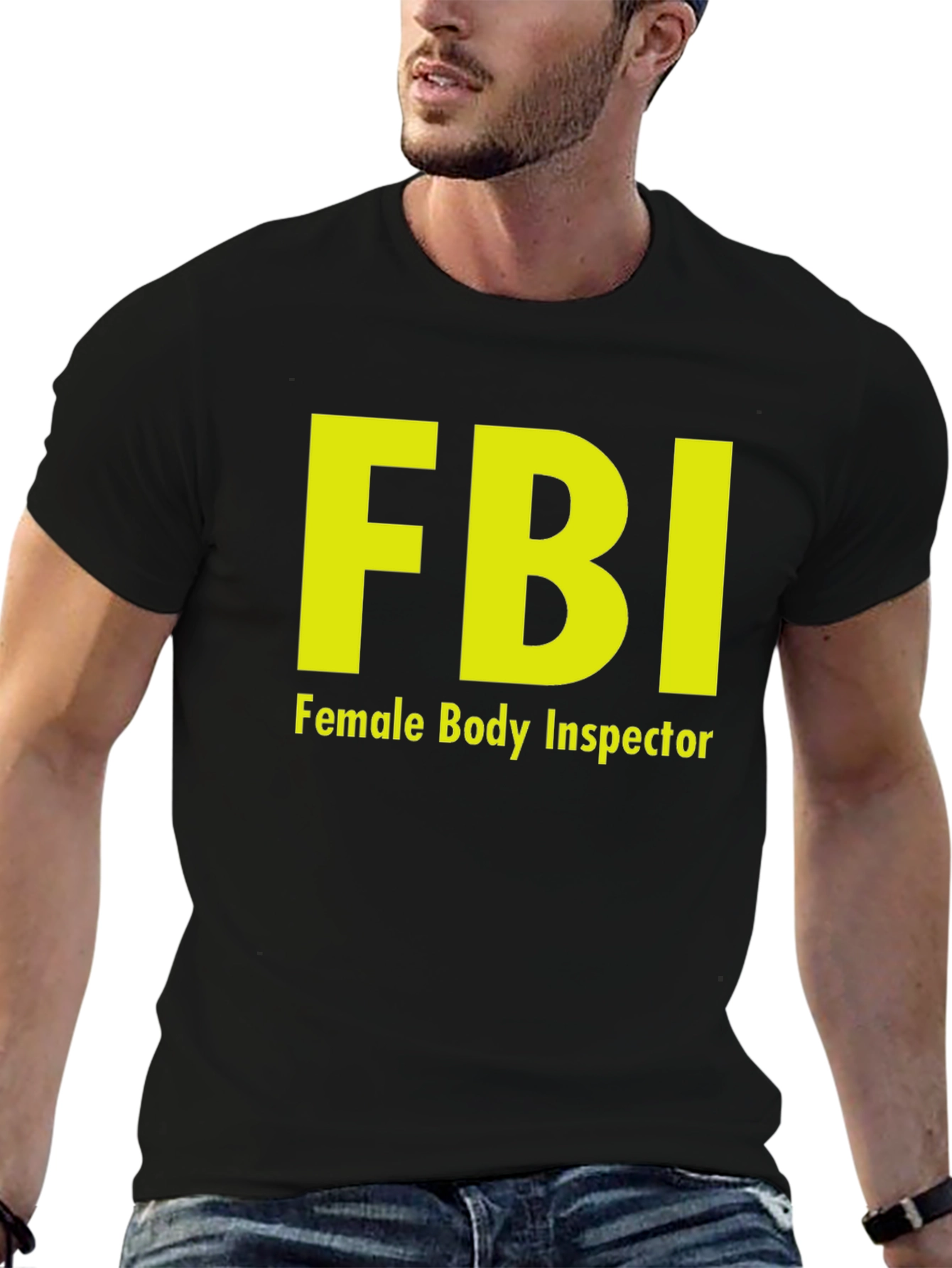 Black FBI Female Body Inspector Novelty T-Shirt view 6