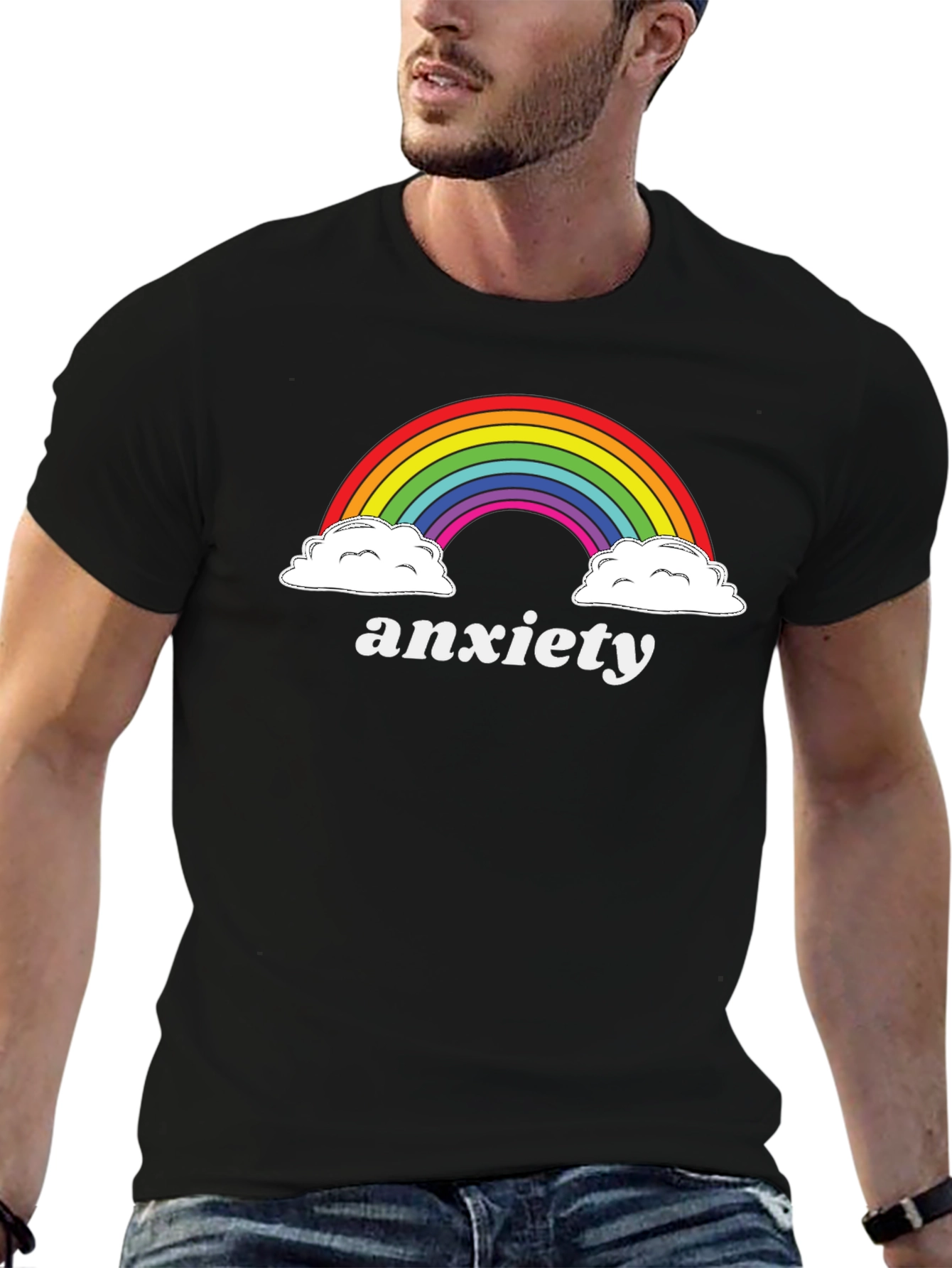 Black Anxiety Rainbow Graphic Tee view 6