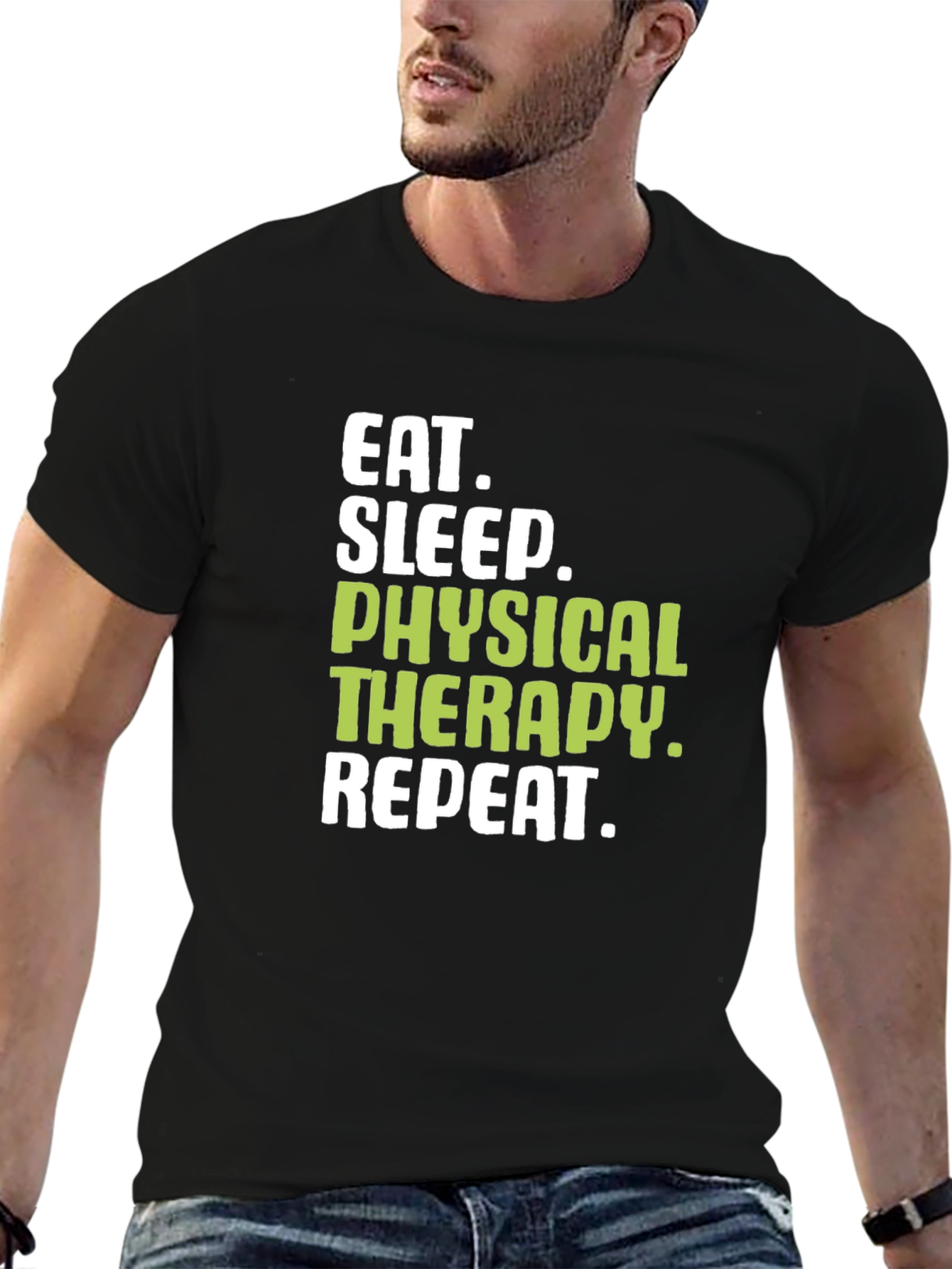 Black Eat Sleep Physical Therapy Repeat T-Shirt view 6