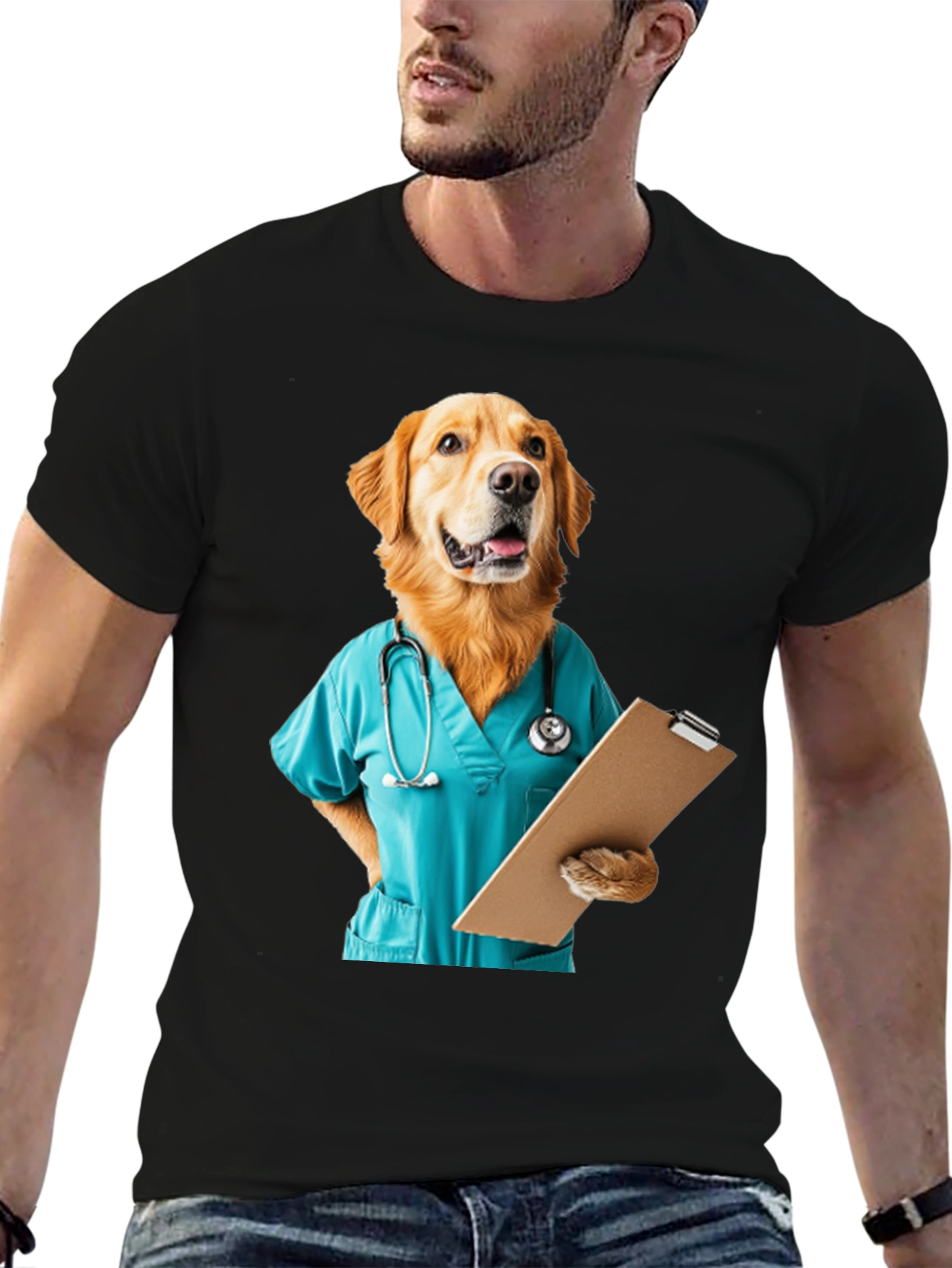 Black Dog Doctor Graphic Tee - Veterinary Humor T-Shirt view 6