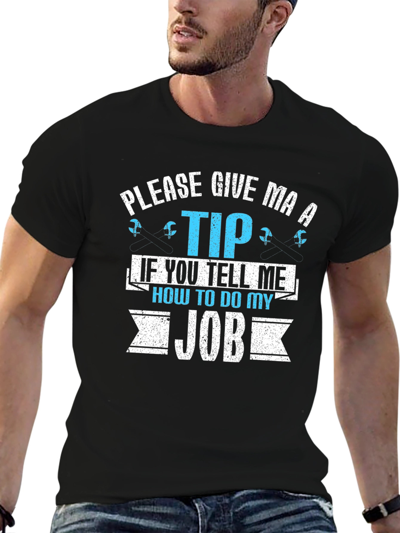Black Humorous 'Tip' Graphic T-Shirt view 6