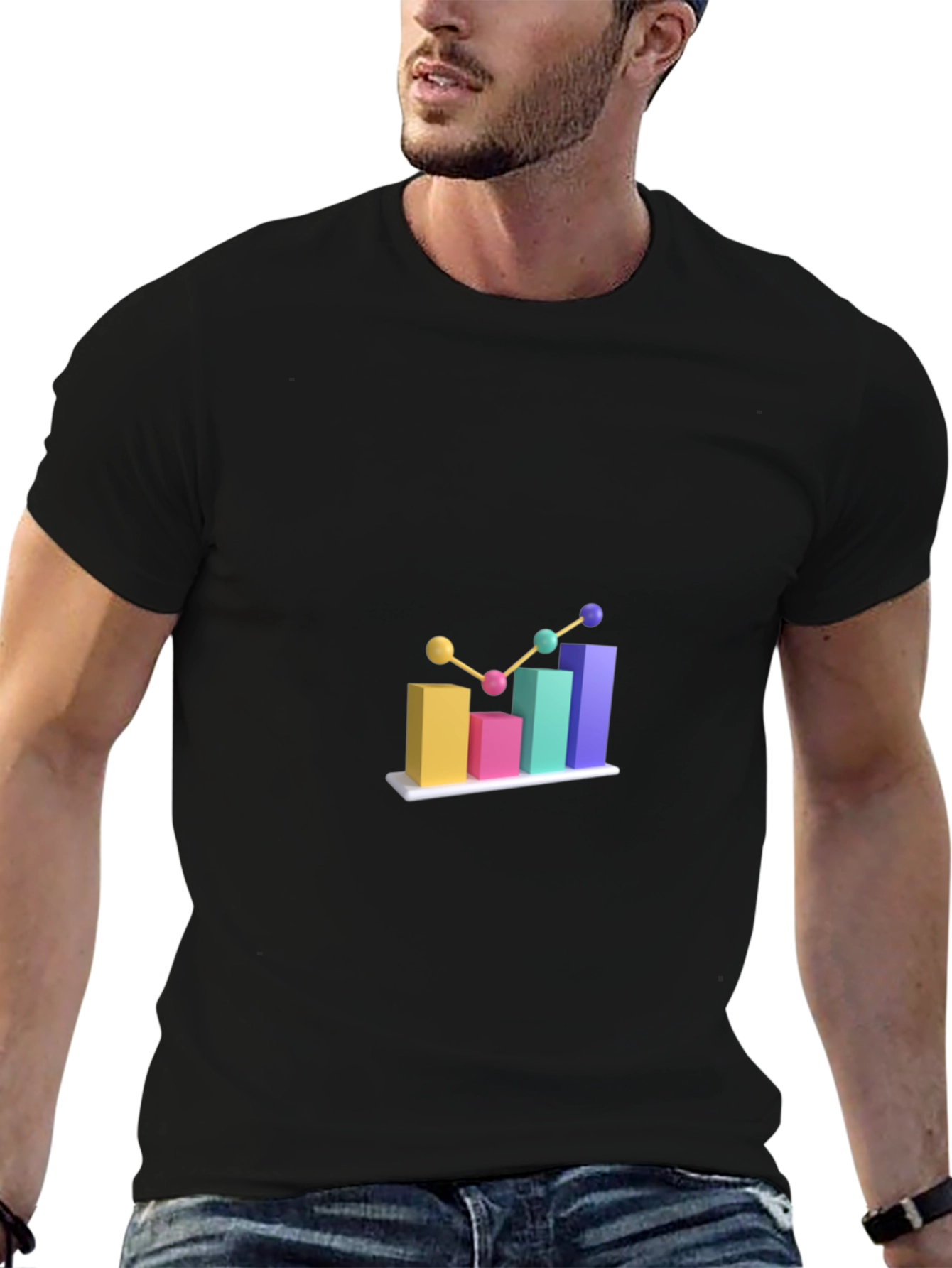 Black Trendy Bar Graph T-Shirt view 6