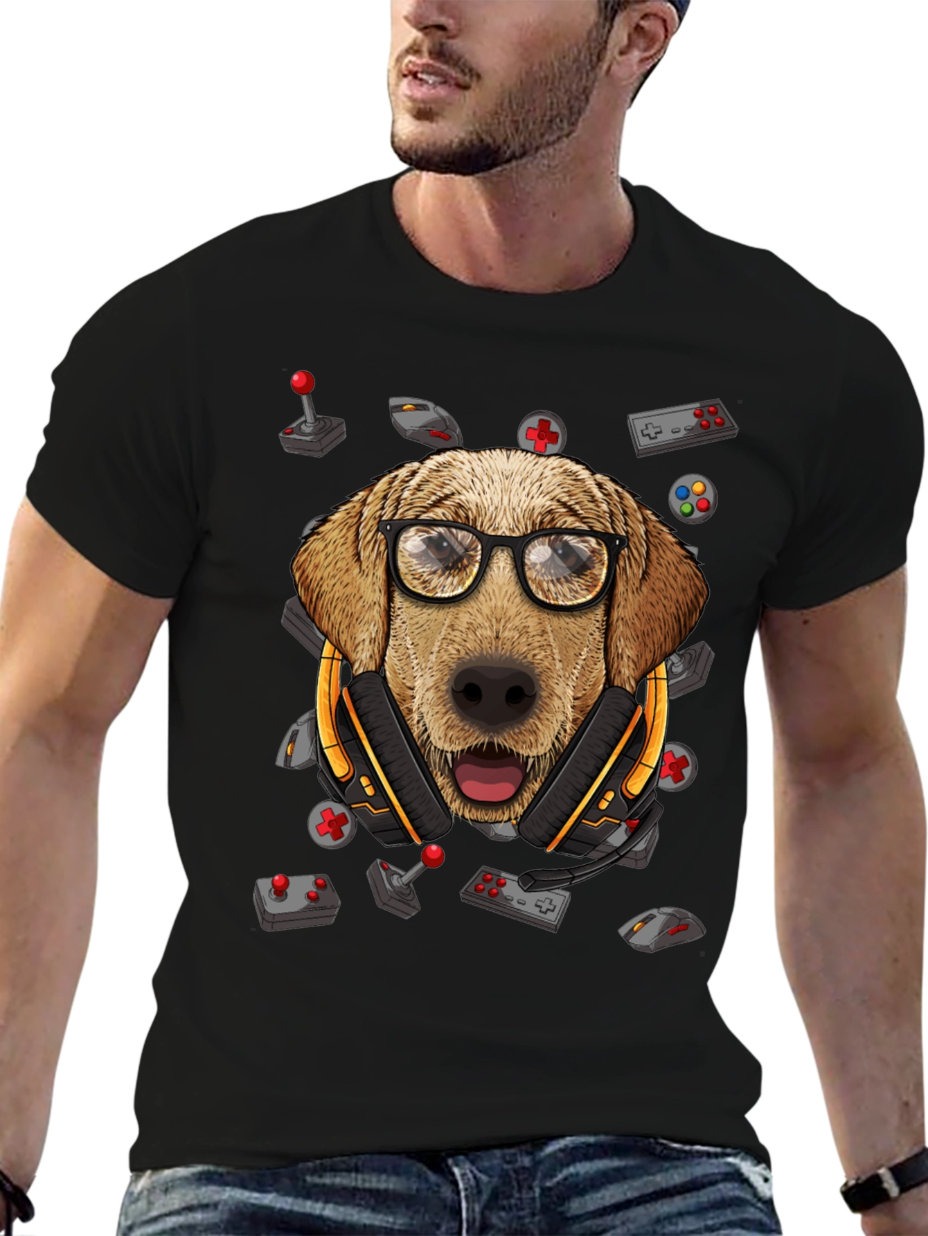 Gamer Dog T-Shirt - Golden Retriever Geek Tee - 6