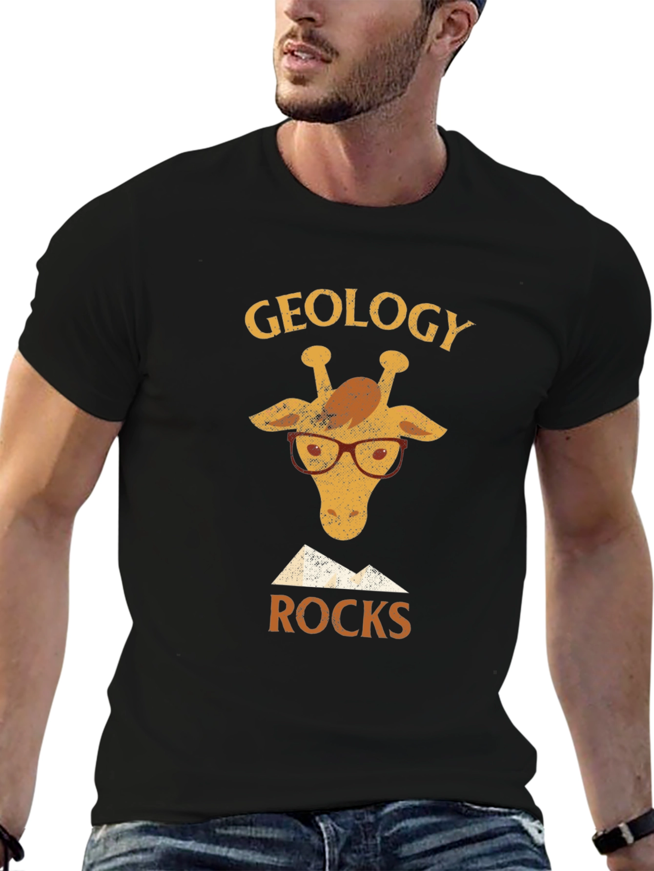 Black Geology Giraffe T-Shirt - Geology Rocks! view 6