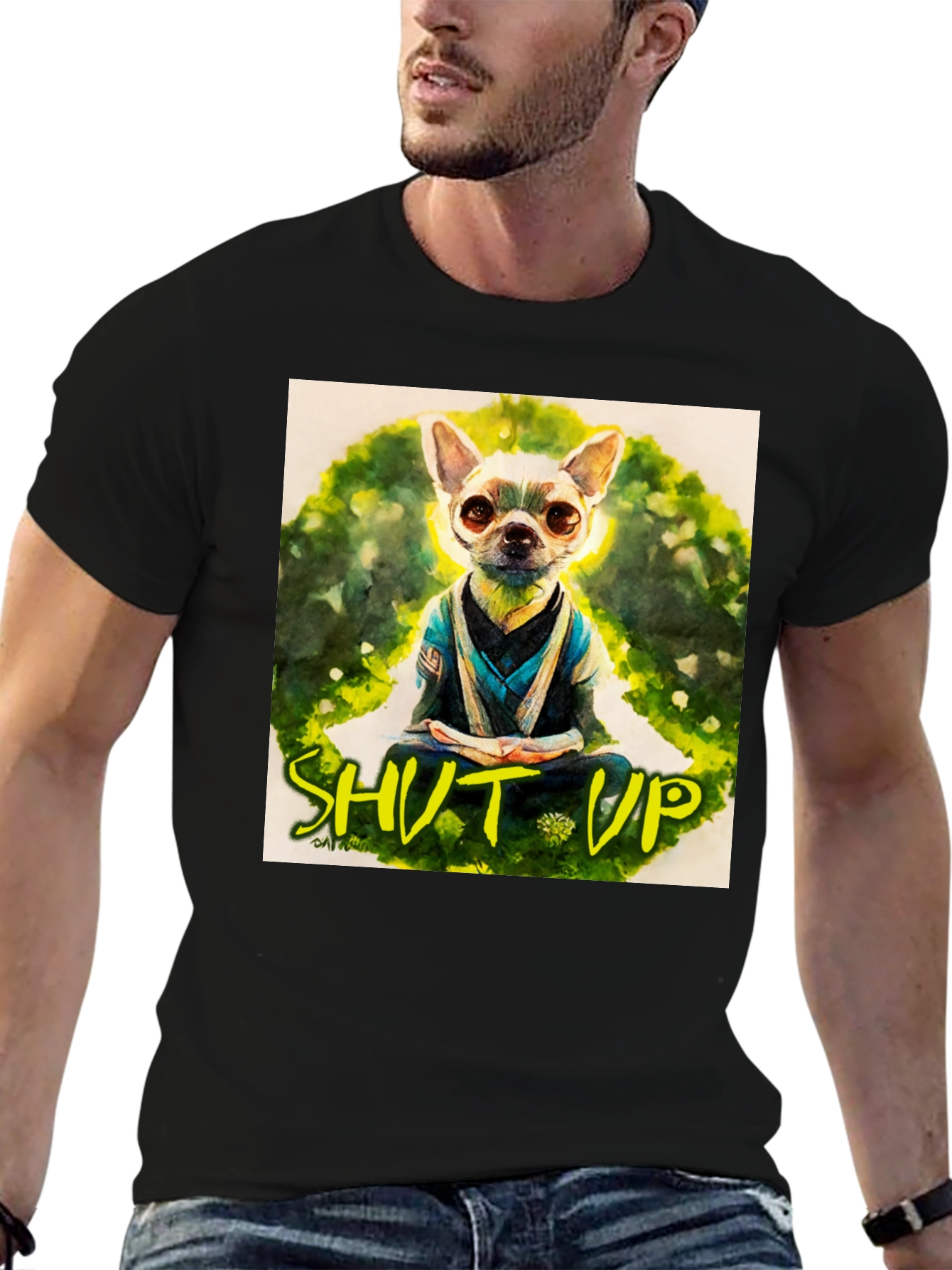 Black Zen Chihuahua T-Shirt - Meditating Dog Graphic Tee view 6