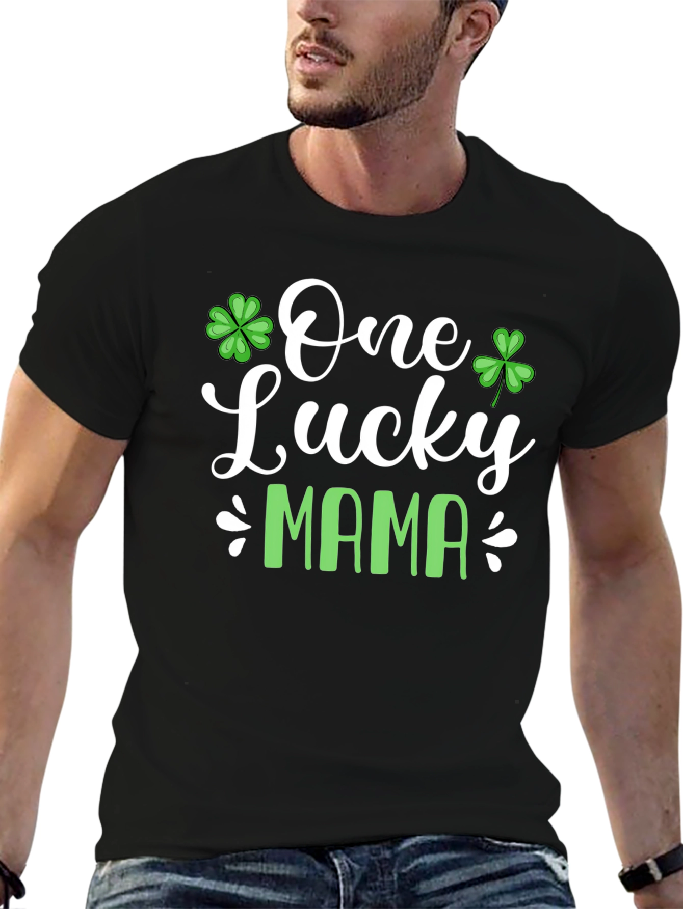 Black One Lucky Mama St. Patrick's Day T-Shirt view 6