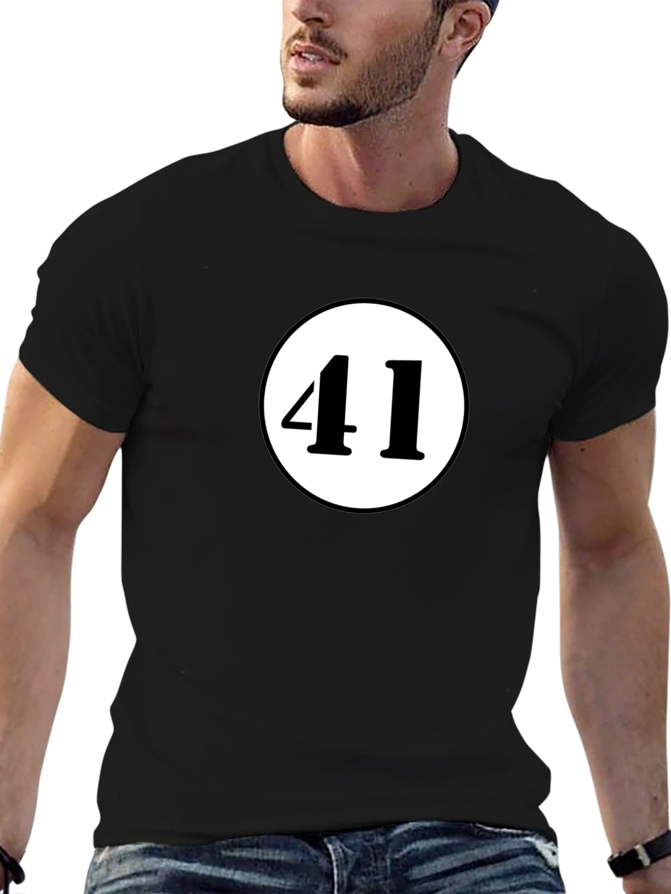 Black Black T-Shirt with Number 41 Design view 6