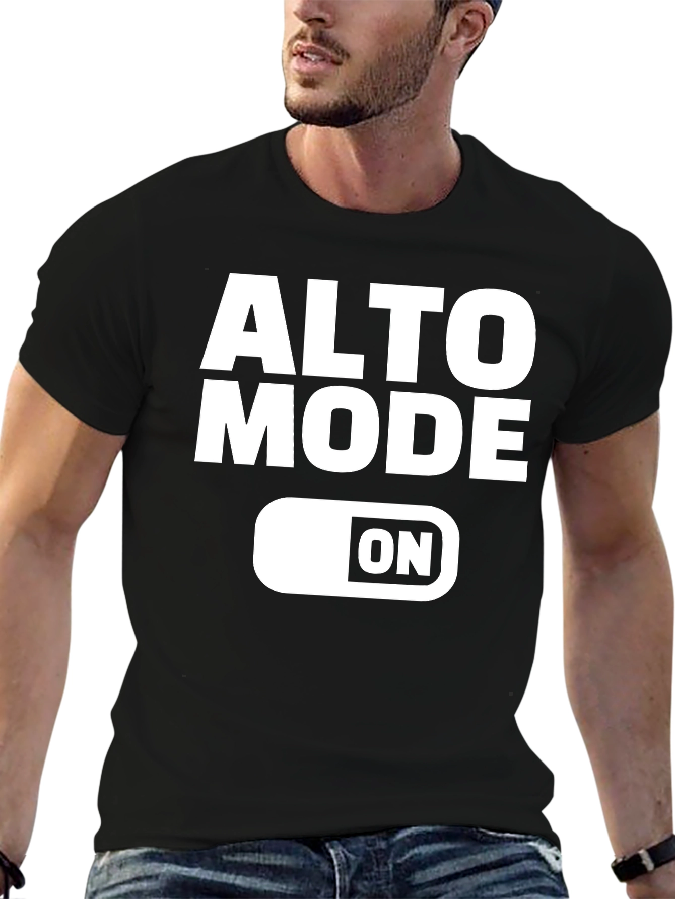 Black Alto Mode ON Black Graphic Tee Shirt view 6